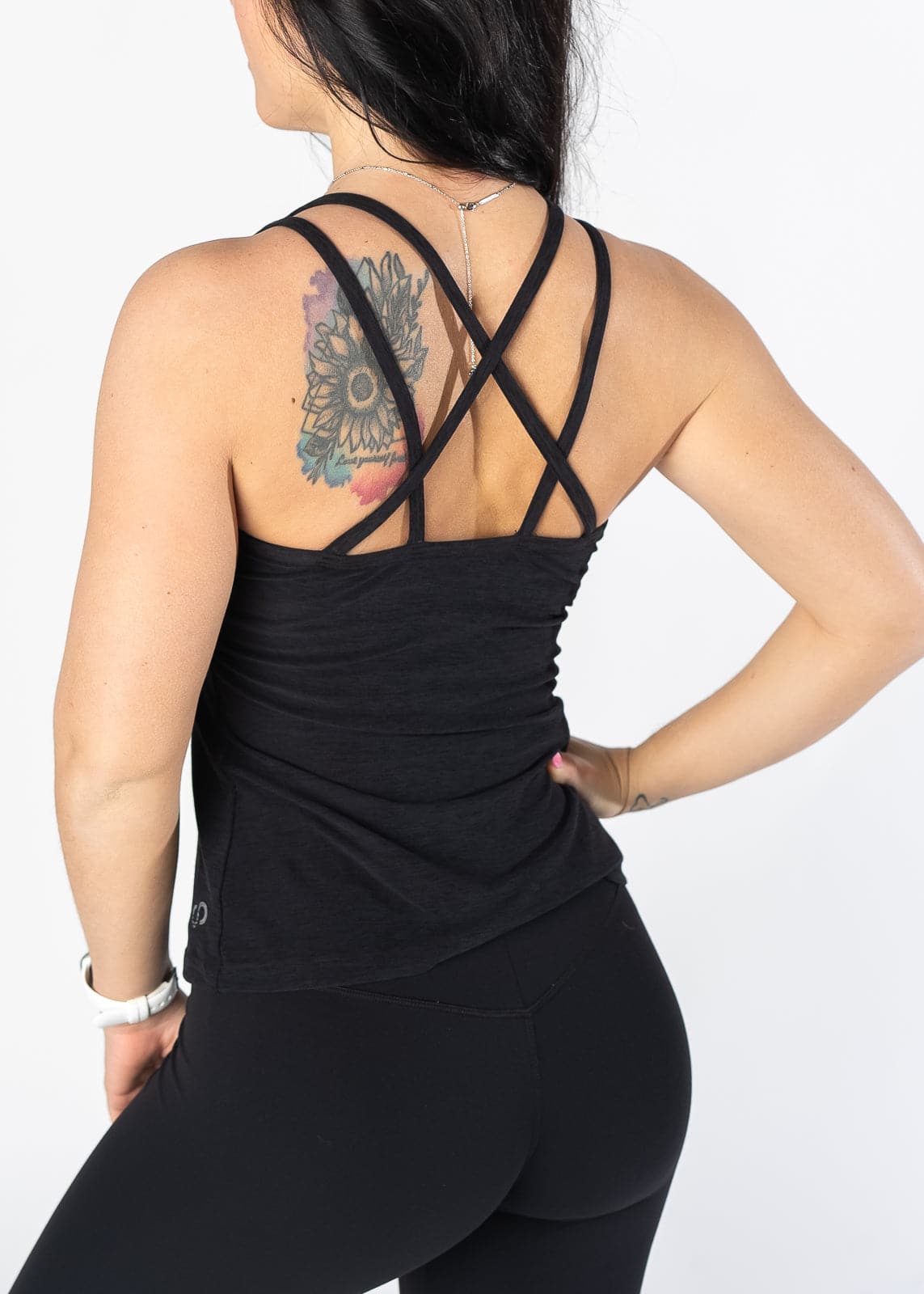 Dream Strappy Tank Top for Women - Black Sleeveless Casual Shirt for Summer, Workout, and Layering