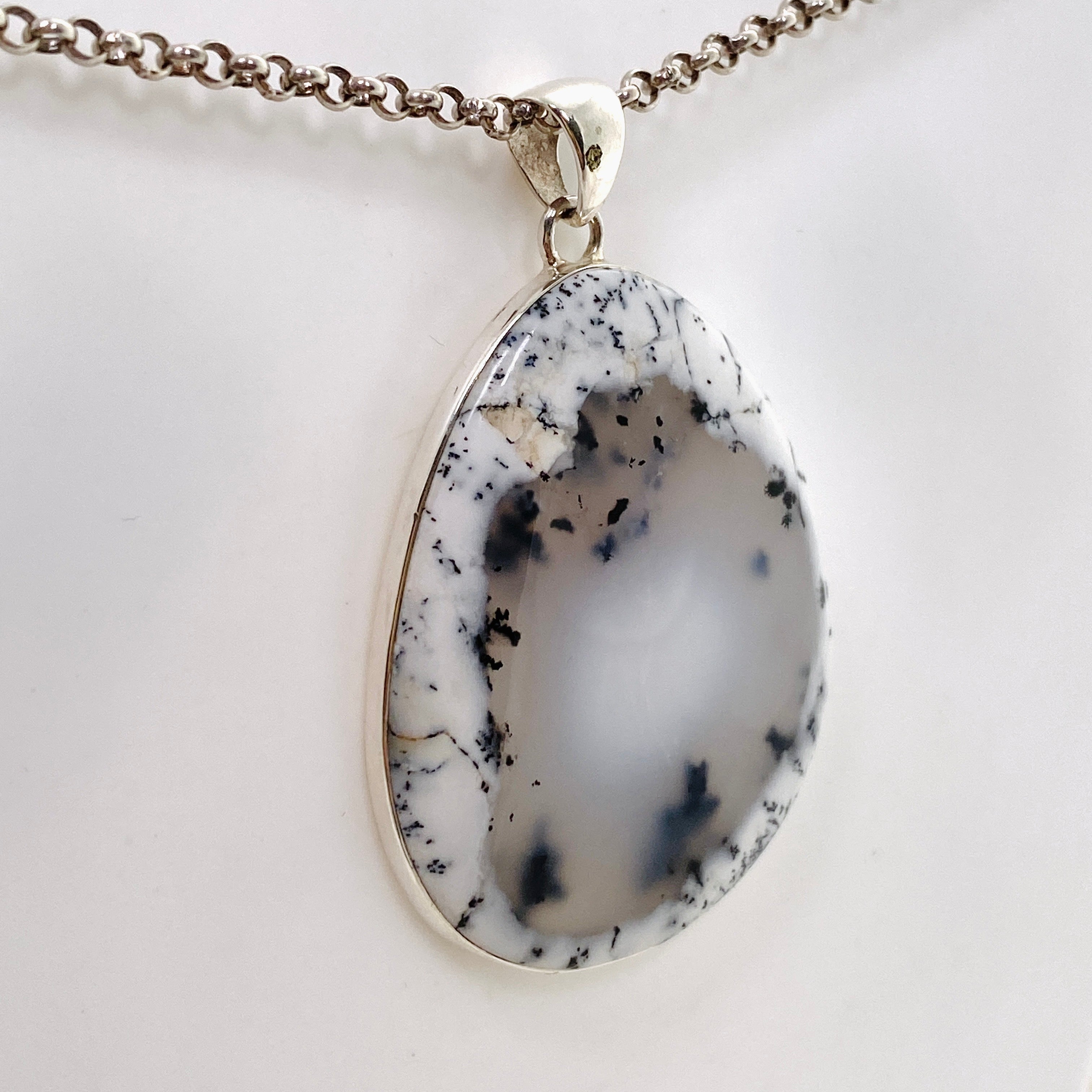 Dendritic Opal Freeform Cabochon Pendant KPGJ4678 - Unique Handmade Jewelry for Women, Natural Stone Necklace - Perfect for Boho Style, Gift Giving & Special Occasions