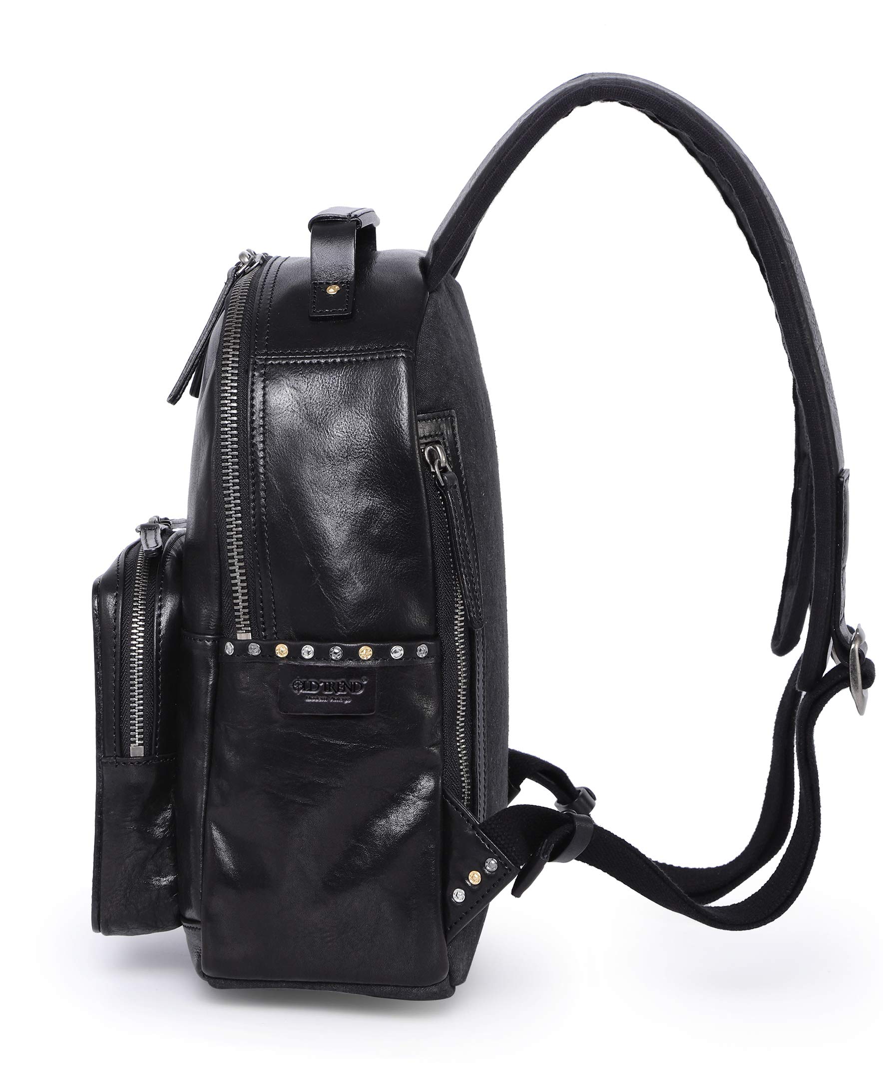 Genuine Leather Studded Backpack for Women & Men - Stylish Black Gothic Punk Shoulder Bag for School, Travel & Daily Use