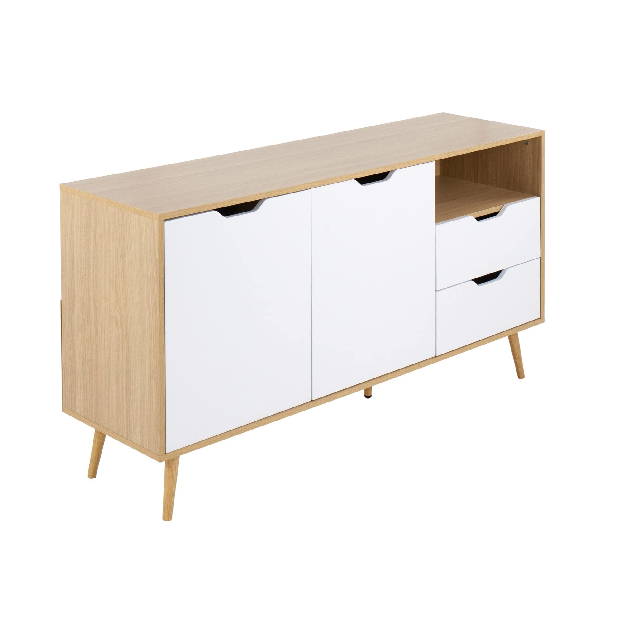 LumiSource Astro White TV Stand with Storage - Modern Entertainment Center & Media Console for Living Room, Bedroom, Home Theater - Perfect for Organizing TV, Gaming Consoles & Home Decor