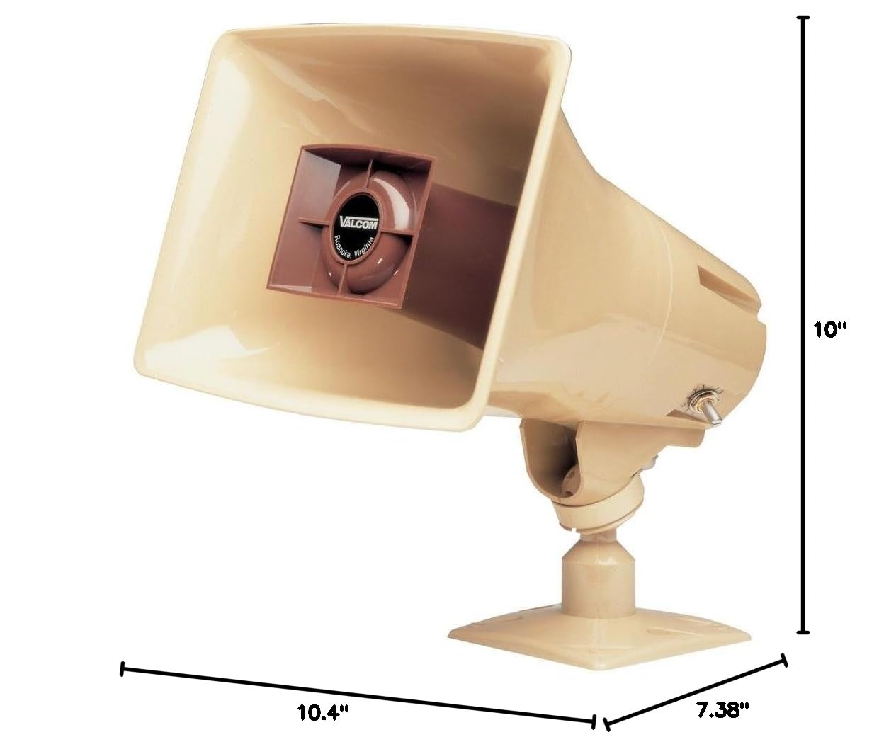 Valcom V-1036C 15W Amplified One-Way Horn Speaker - Beige Color for Outdoor PA Systems, School Bells & Emergency Alarms