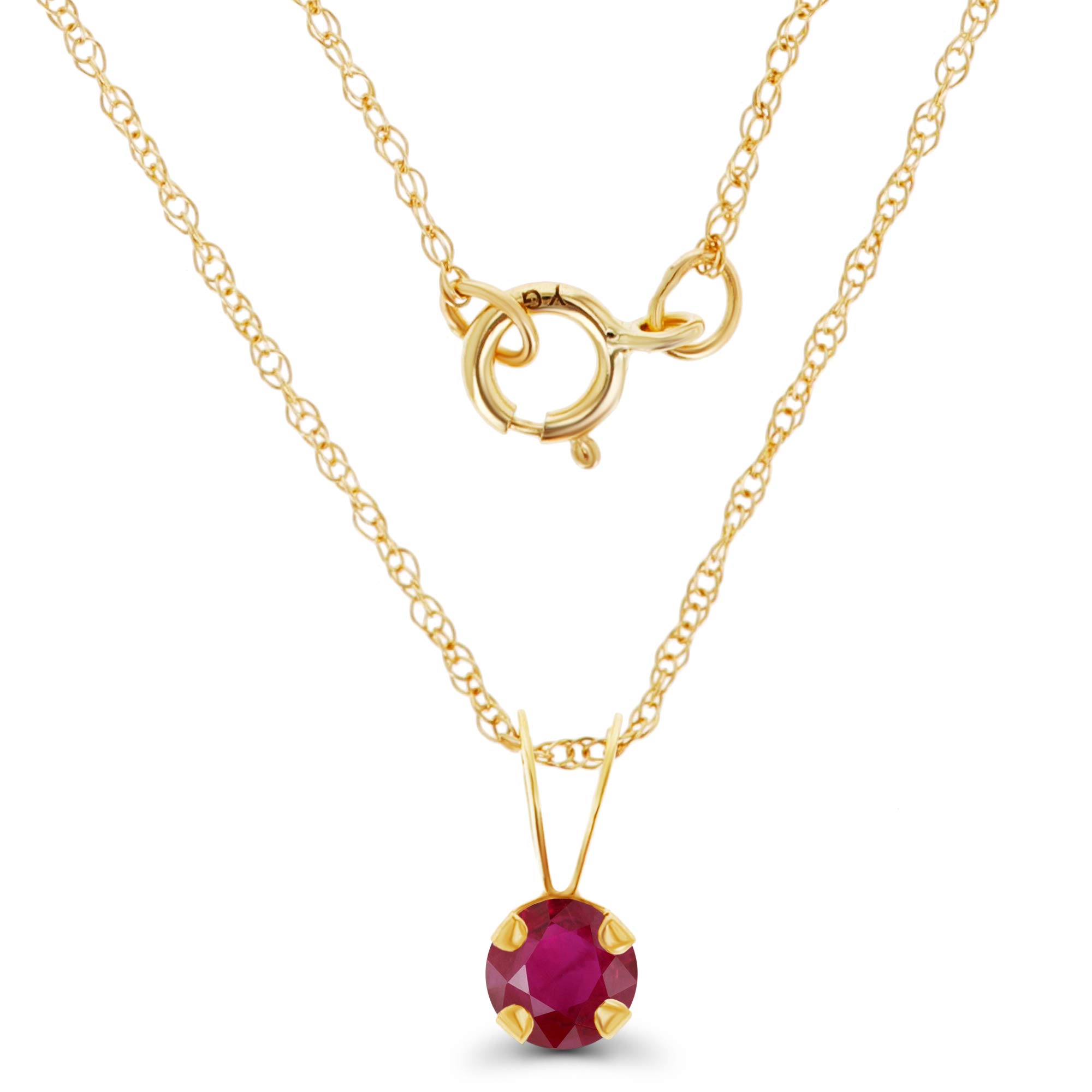 10K Yellow, White & Rose Gold 4mm Round Genuine/Created Gemstone Birthstone Necklace - 18
