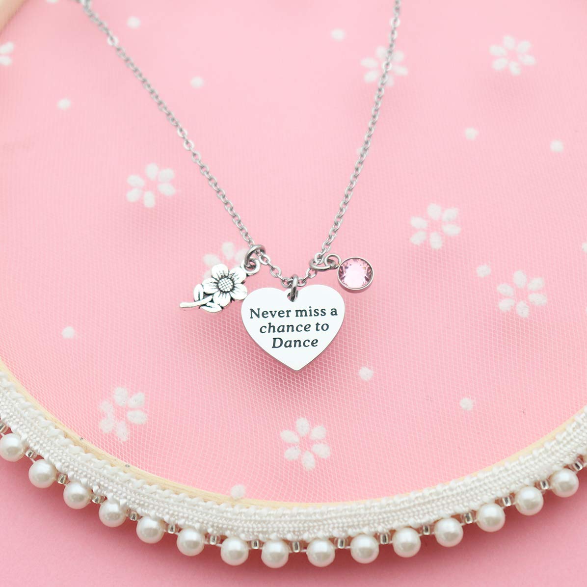 Eilygen Dancer Gift Dance Women Necklace - Stainless Steel Never Miss a Chance to Dance Jewelry for Ballet, Ballroom & Dance Enthusiasts