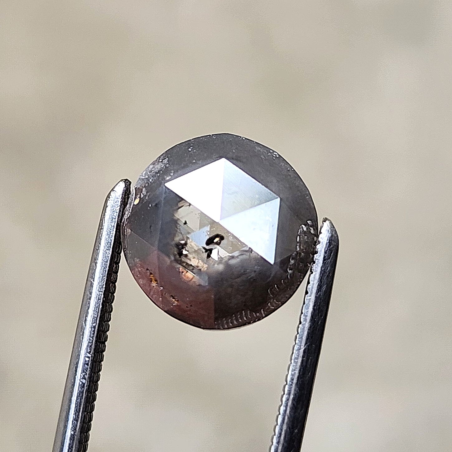 1.77ct Natural Rose Cut Gray Diamond with Peep Hole - Unique Handmade Jewelry for Engagement Rings & Wedding Bands - Perfect for Vintage Lovers & Boho Brides
