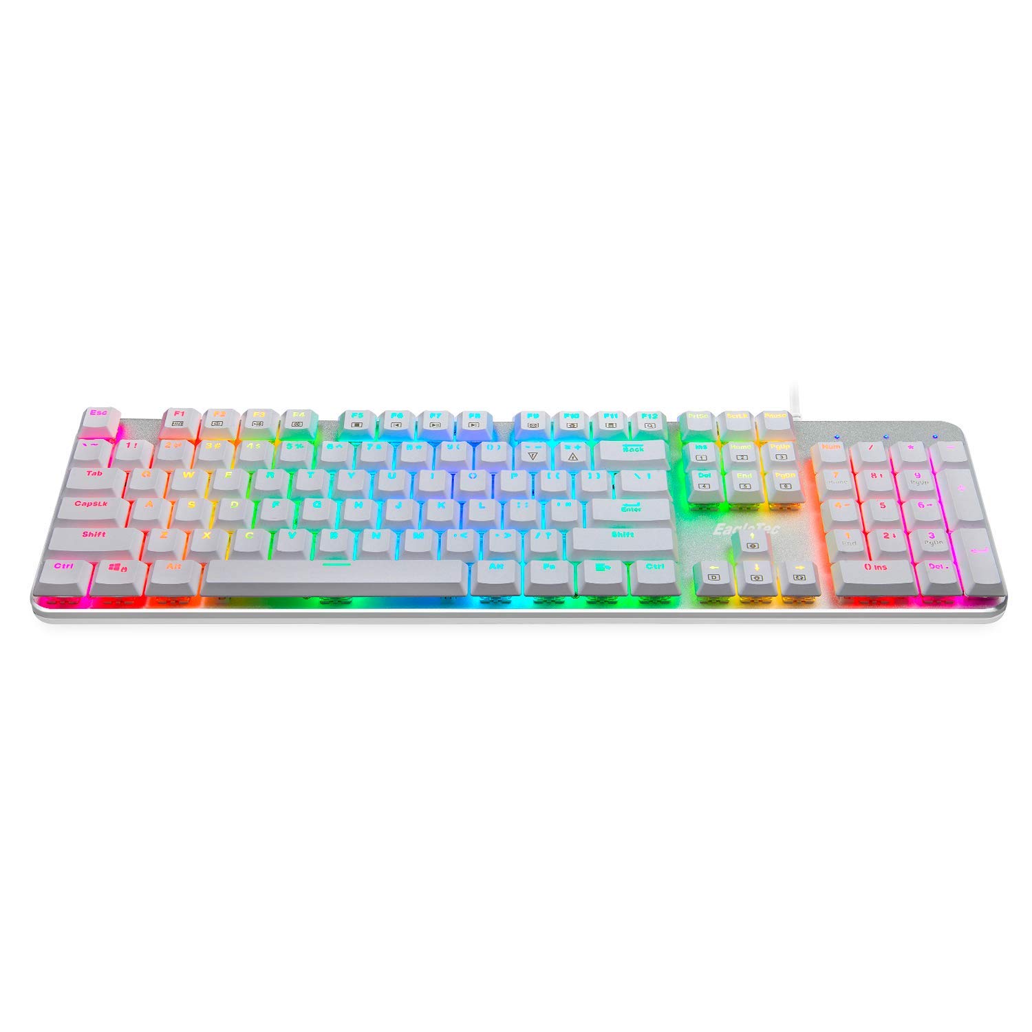 EagleTec KG051-BR RGB Mechanical Gaming Keyboard - White | Low Profile 104 Keys for PC Gamers