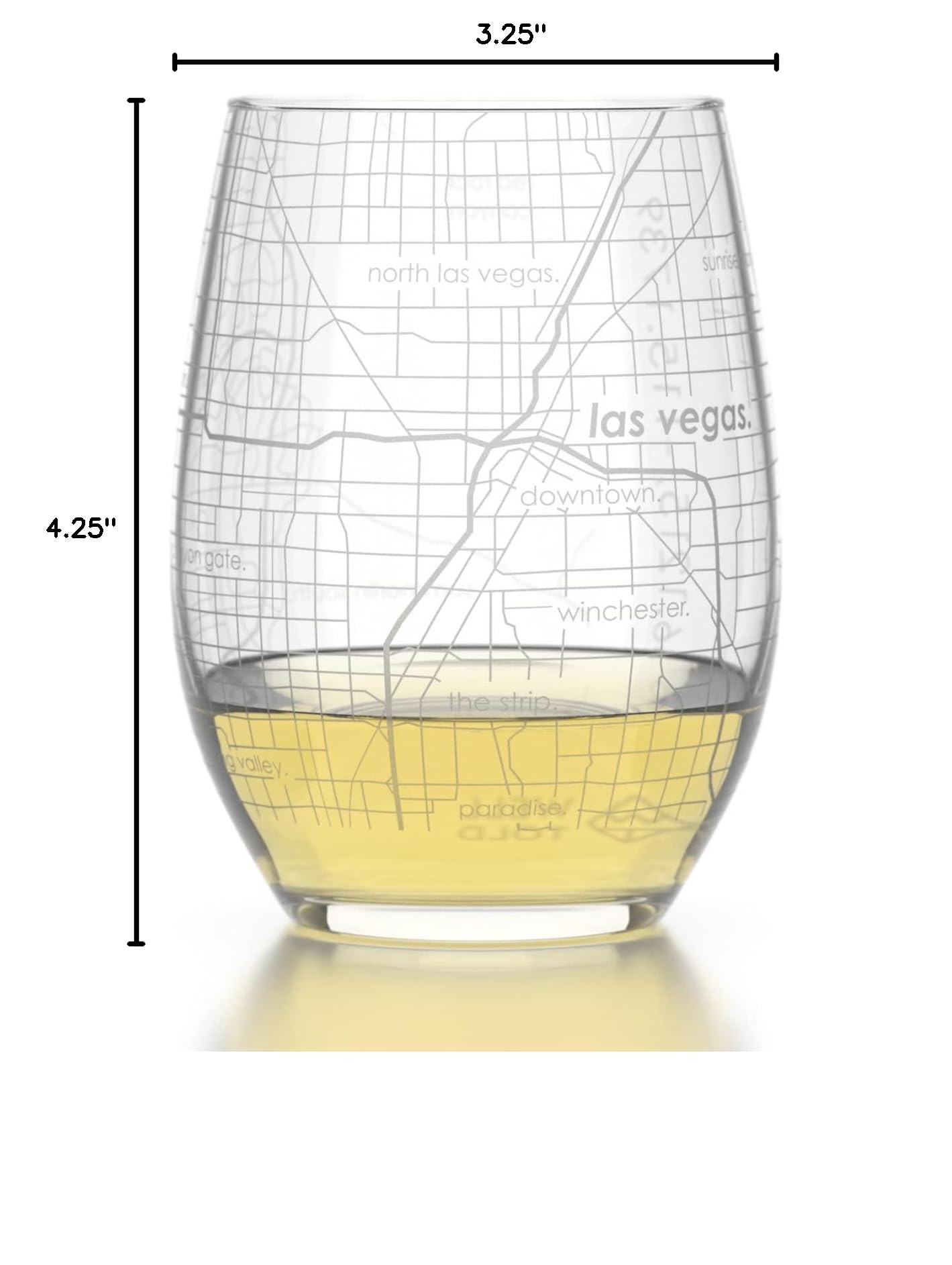 Personalized Las Vegas Nevada Map Stemless Wine Glass - 15 oz Clear Etched Glass, Custom City Gift for Couples, Anniversary, Wedding, Romantic Gifts - Perfect for Wine Tasting, Date Nights, Home Decor