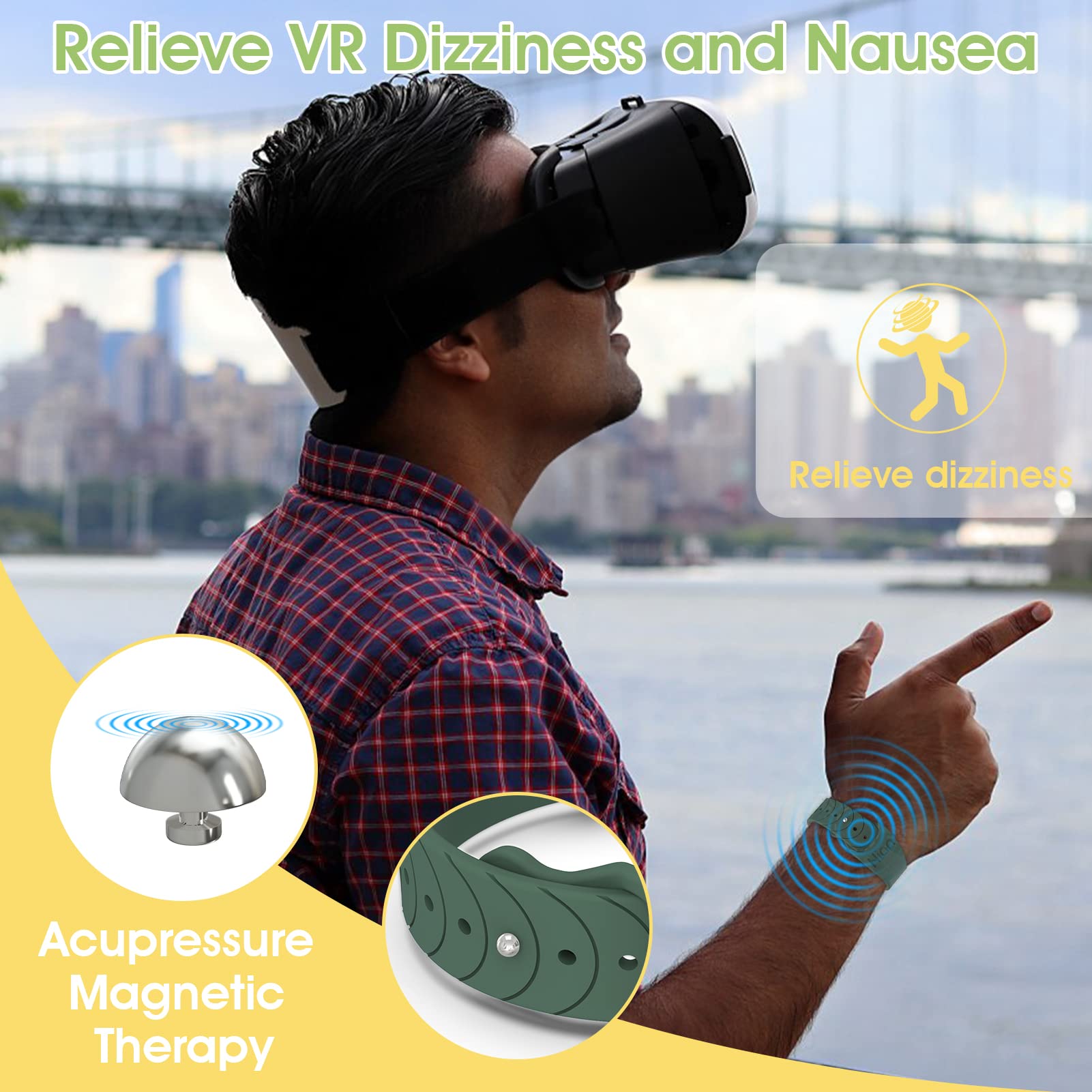 Motion Sickness Bands for Adults & Kids - Adjustable Acupressure Wristbands for Nausea Relief, Headaches, Morning Sickness, Travel & Pregnancy - Natural Remedy for Motion, Car & Sea Sickness (1 Pair Black) - Perfect for Road Trips, Cruises & Air Travel