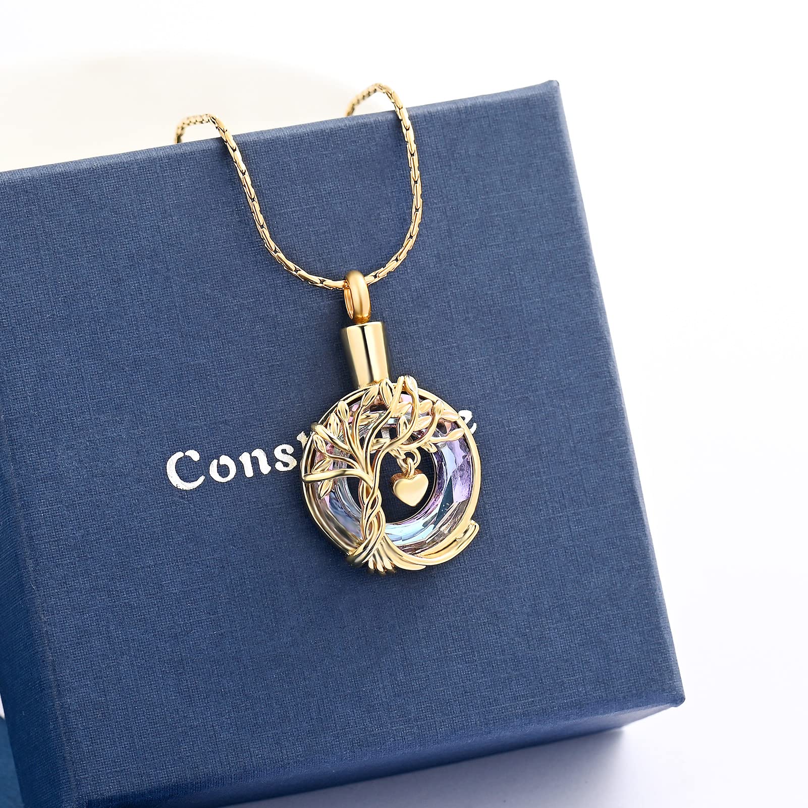 Stainless Steel Tree of Life Urn Necklace - Ashes Memorial Jewelry for Women & Men, Perfect for Remembrance & Comfort