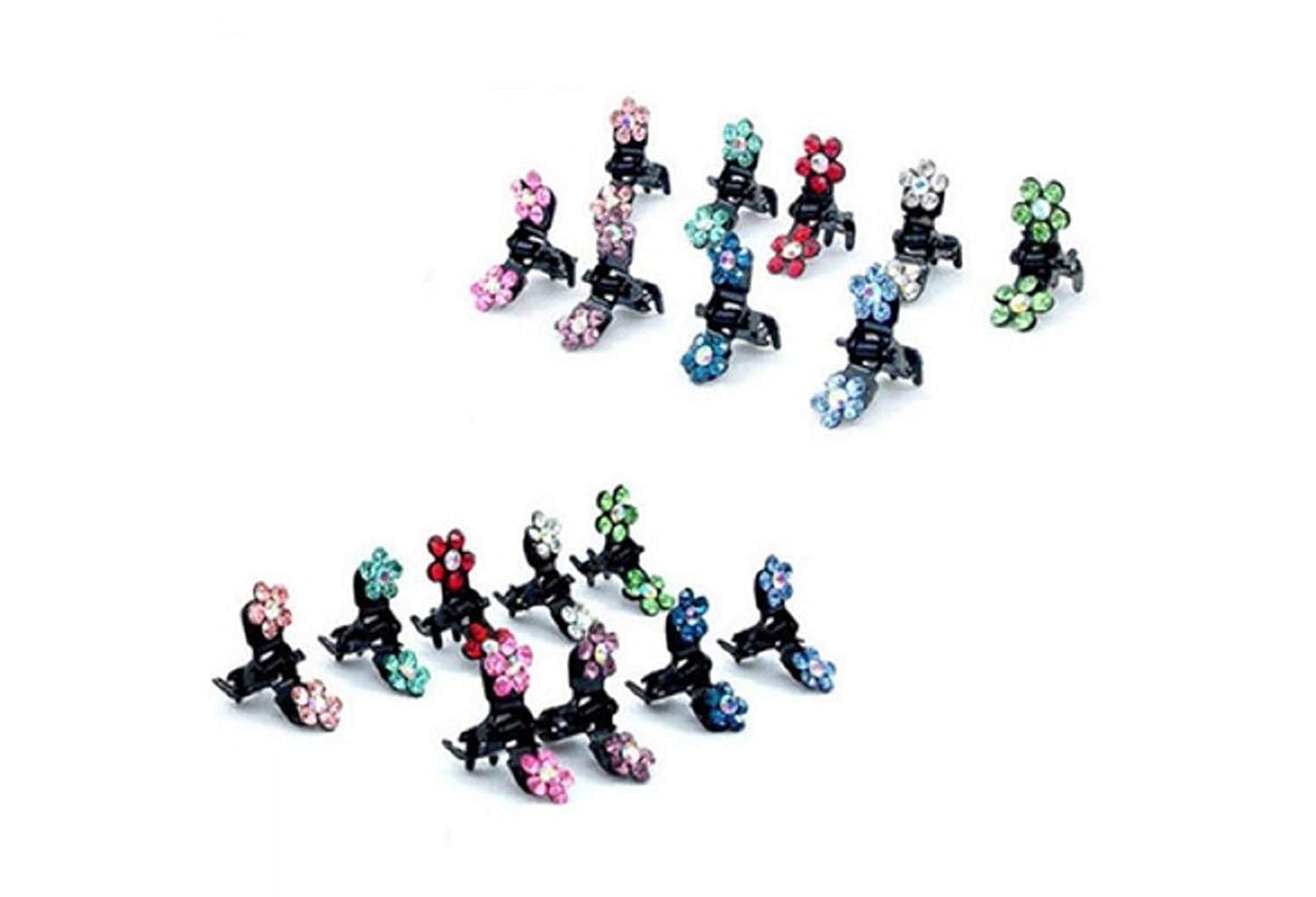 12 Pcs Mini Crystal Flower Hair Clips for Women & Girls - Non-Slip Hair Claw Clamps - Elegant Hair Accessories for Parties, Weddings & Daily Wear