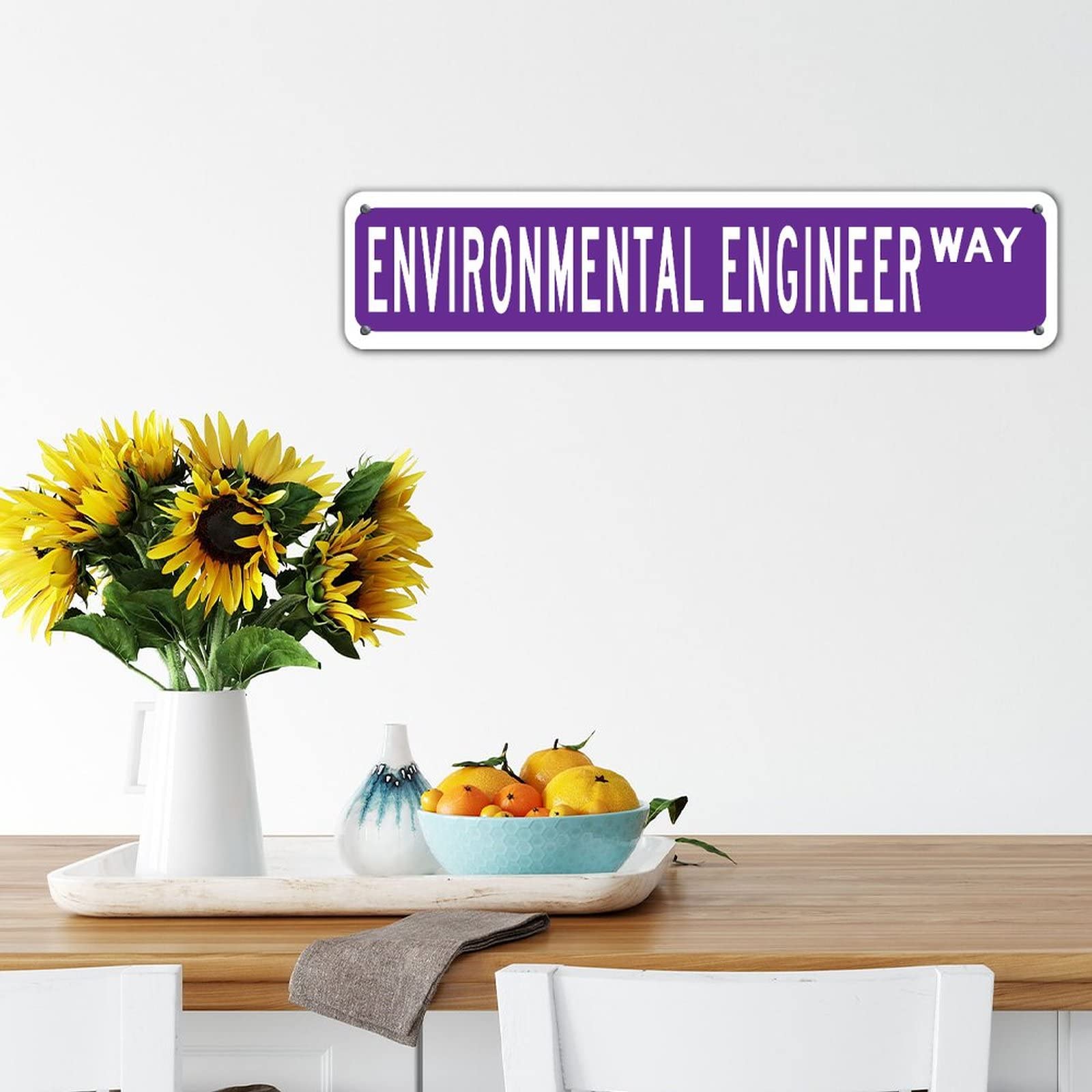 Custom Rustic Purple Metal Wall Sign - Durable 4x18 Inch Weather-Resistant Office Decor for Garage, Restaurant & Indoor/Outdoor Use | Environmental Engineer Career Gift & Street Style Home Decoration