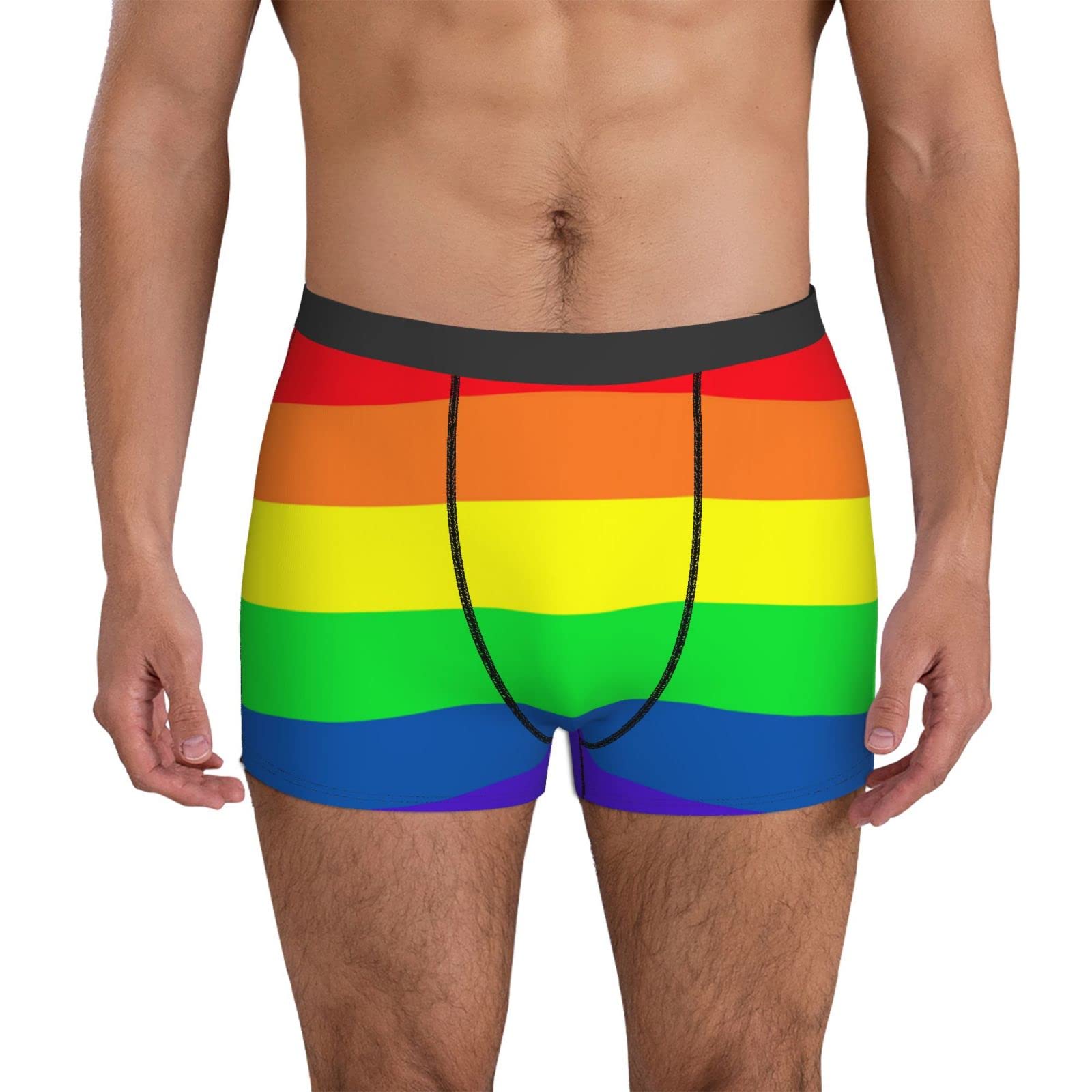Men's Rainbow Pride Boxer Briefs - LGBT Flag Underwear, Soft Comfortable & Breathable for Everyday Wear & Pride Events