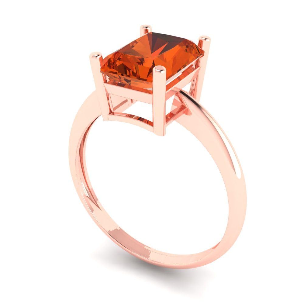 2.5ct Radiant Cut Red Simulated Diamond Engagement Ring - 18K Rose Gold Solitaire Wedding Band for Women | Anniversary, Promise & Bridal Jewelry Gift