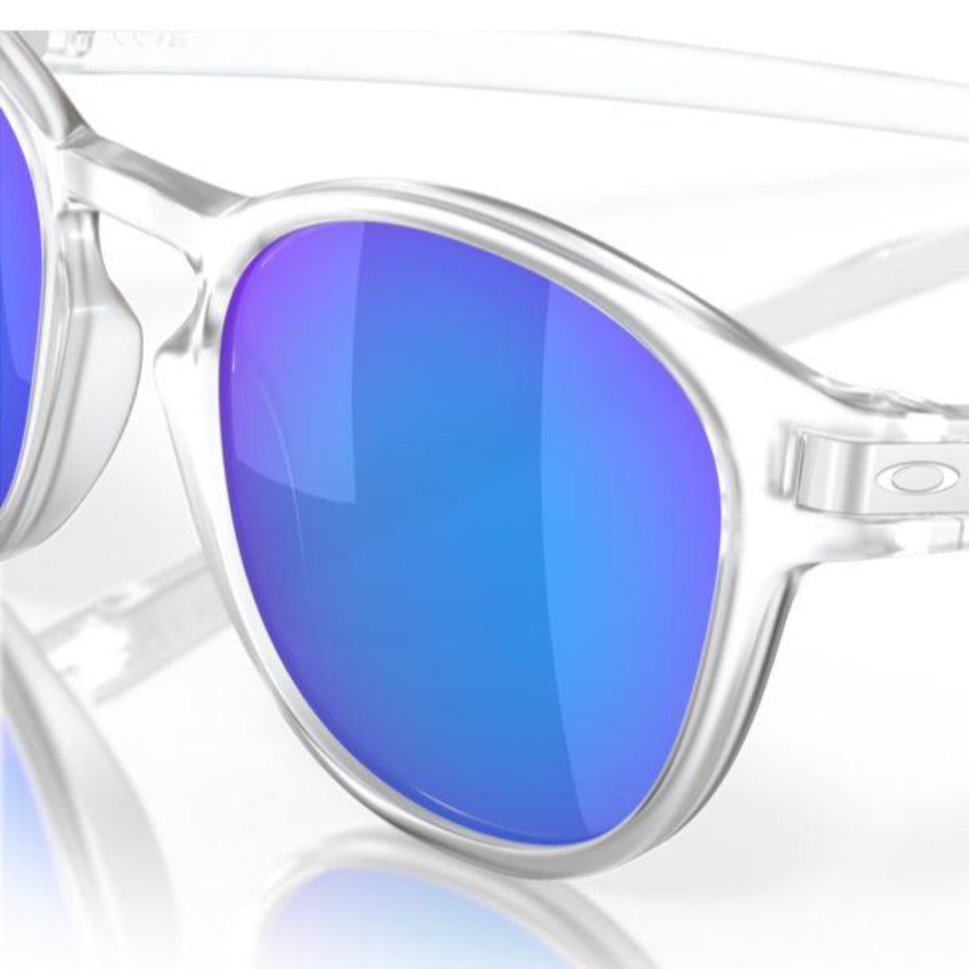 Oakley Latch Sunglasses (Low Bridge Fit) - Matte Clear Frame with Prizm Sapphire Polarized Lenses - Model 0OO9349 934948 - Perfect for Running, Cycling & Outdoor Sports