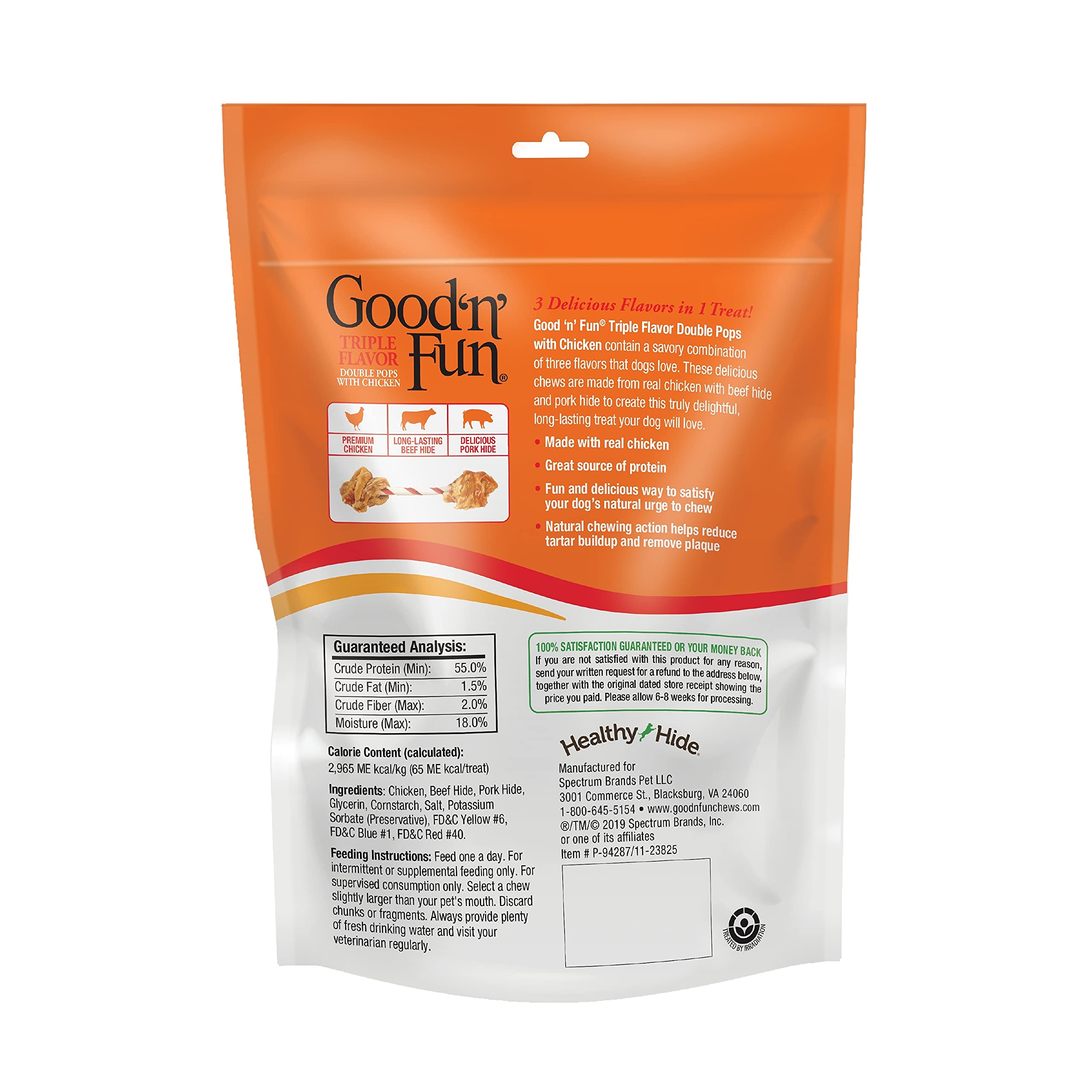 Good 'n' Fun Triple Flavor Double Pops with Chicken 5.5oz - Gourmet Dog Treats for Small & Large Breeds (3 Pack) - Perfect for Training Rewards, Chewing Fun & Dental Health
