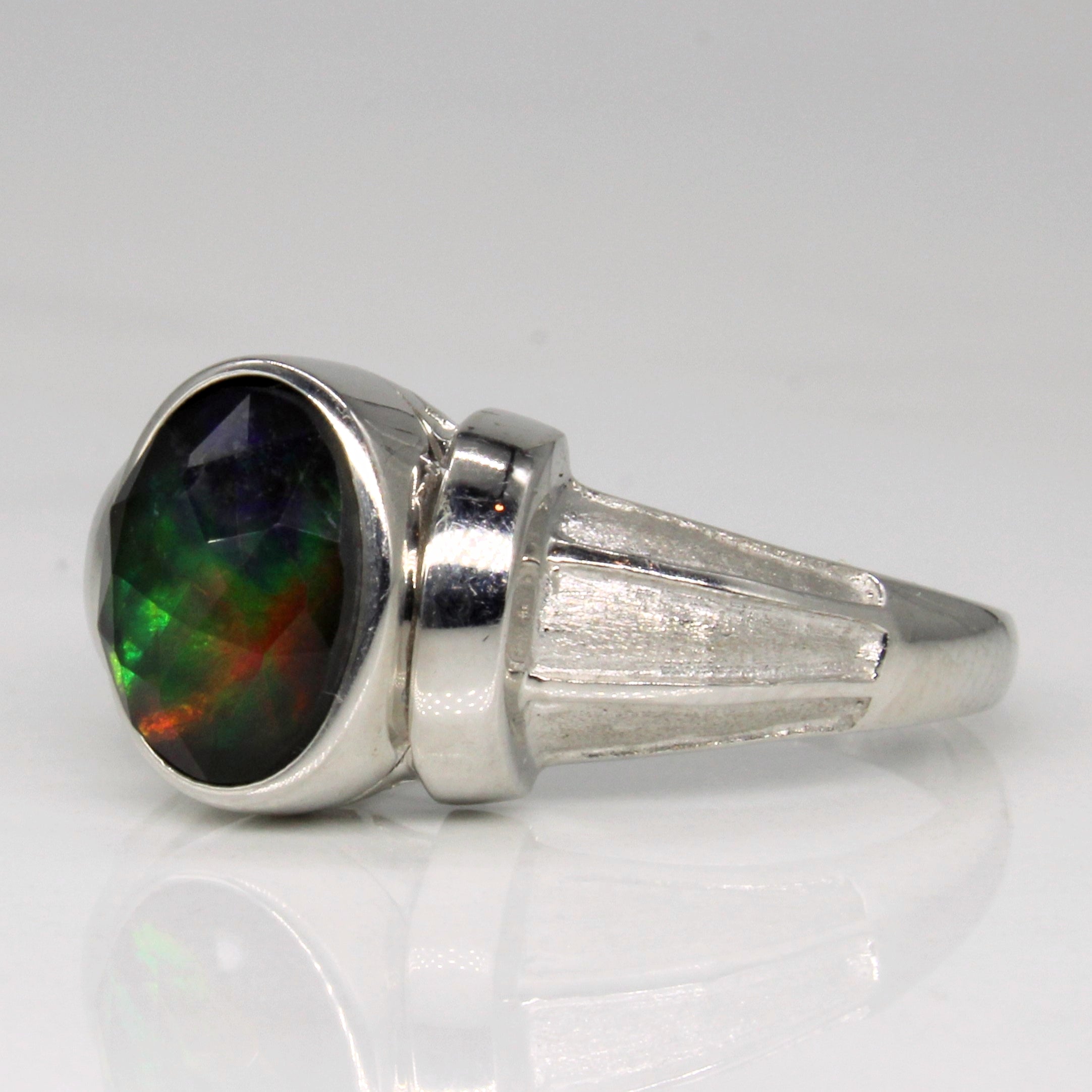 1.30ct Solitaire Ammolite Cocktail Ring - Size 7 | Elegant Gemstone Jewelry for Women | Perfect for Evening Parties, Weddings & Special Occasions
