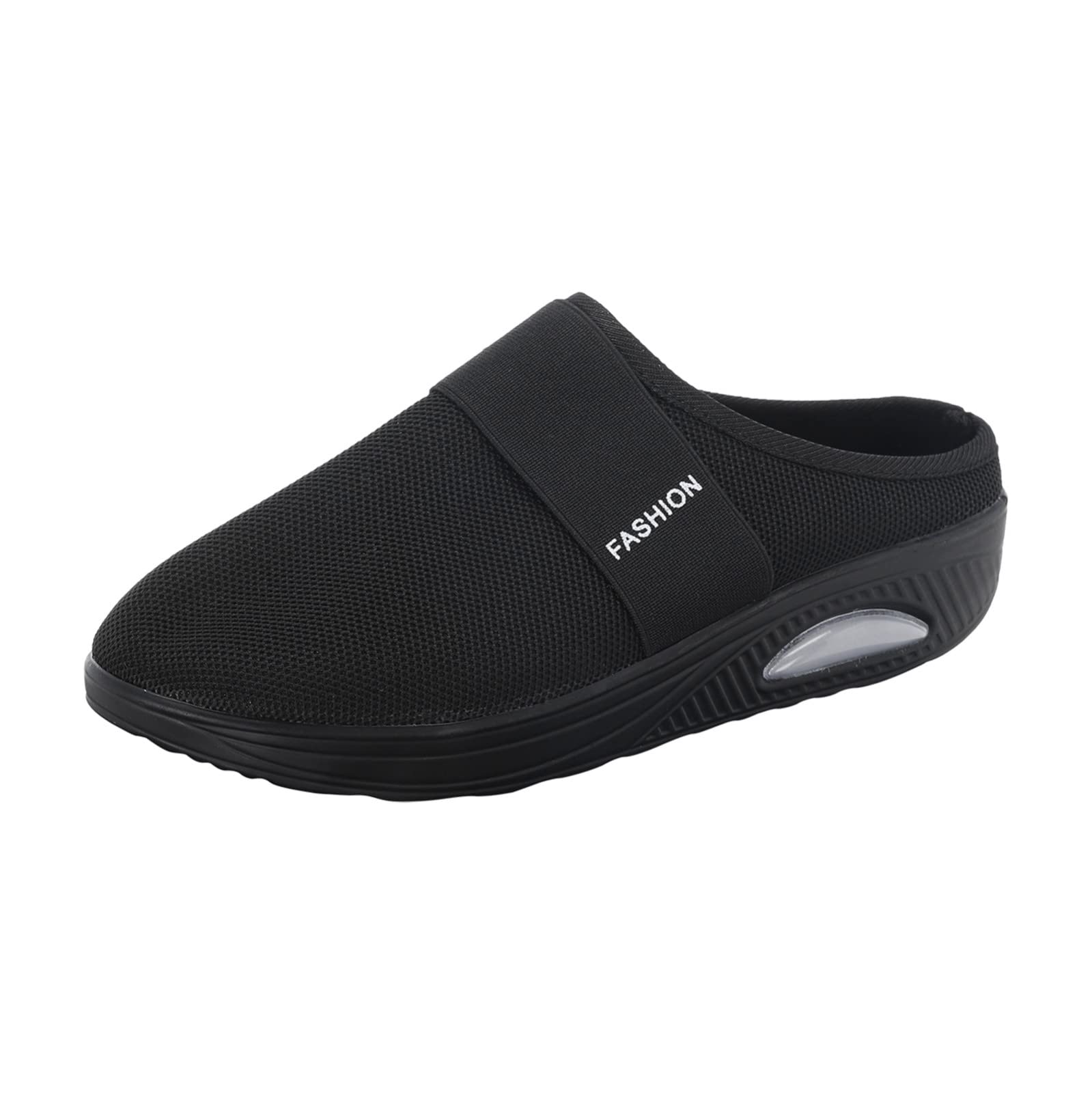 Women's Comfortable Mesh Flats with Wedge Platform - Breathable Casual Slip-On Shoes for Walking, Travel & Beach (Black, Size 7) | Perfect for Summer Outfits, Office Wear & Vacation Essentials