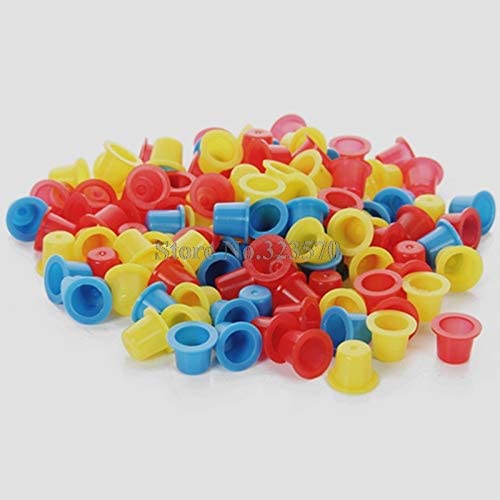 Ubersweet® 500Pcs Small Tattoo Ink Cups - Mixed Colors Disposable Ink Caps for Professional Tattoo Artists - Perfect for Tattoo Studios, Home Use & Travel Tattoo Kits