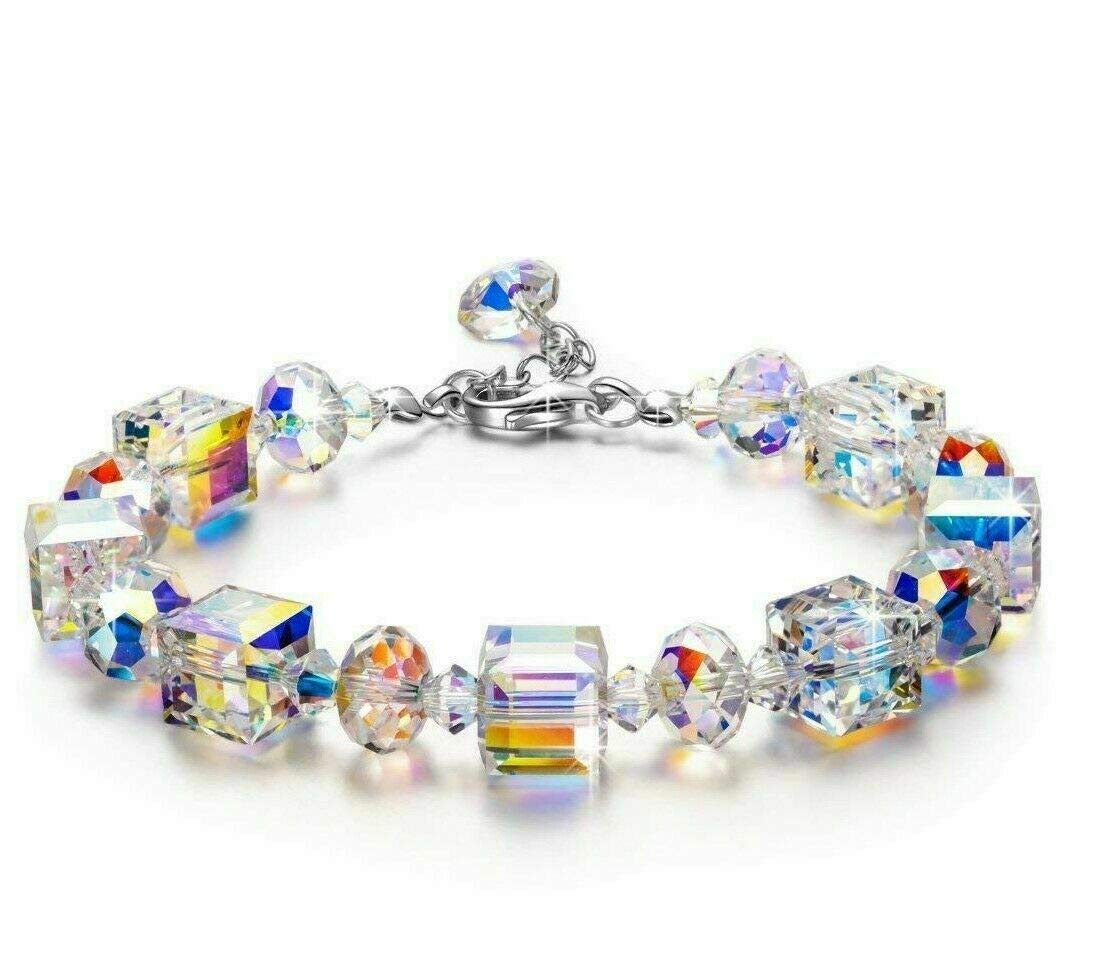 Aurora Borealis Crystal Bracelet 18K White Gold for Elegant Occasions