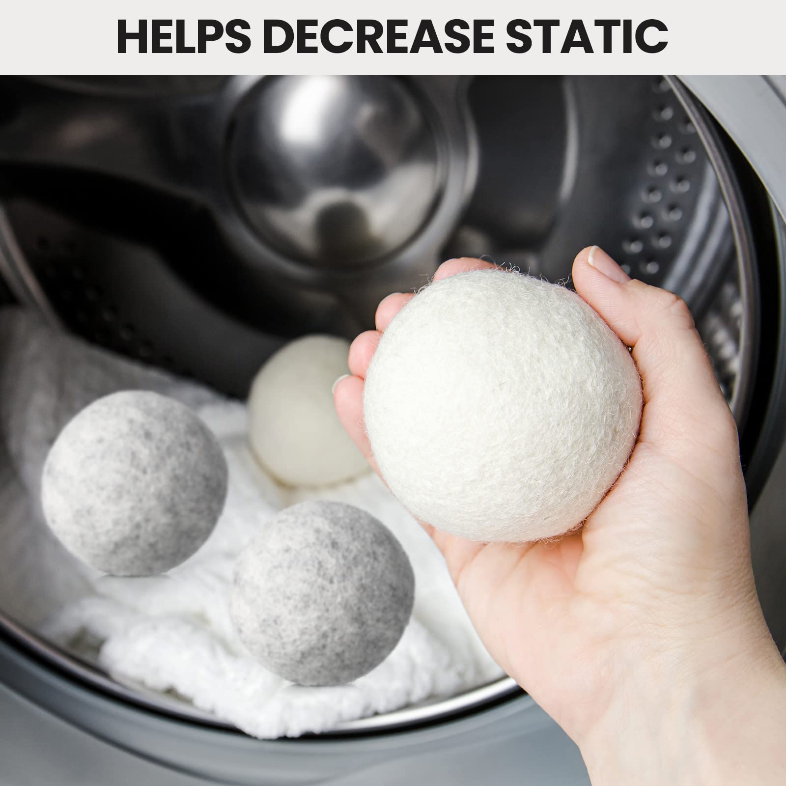 42-Piece Reusable Wool Dryer Balls Set with 2 Muslin Bags - Natural Fabric Softener for Laundry, Reduces Wrinkles & Static, Saves Energy & Time - Perfect for Eco-Friendly Homes & Large Families