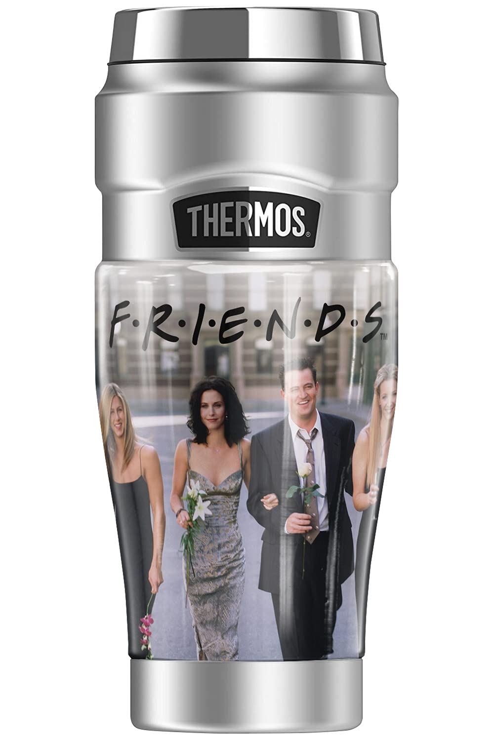 Friends Group Shot THERMOS STAINLESS KING 16oz Stainless Steel Travel Tumbler - Vacuum Insulated Double Wall Coffee Mug for Hot & Cold Drinks - Perfect for Office, Gym, Camping and Road Trips