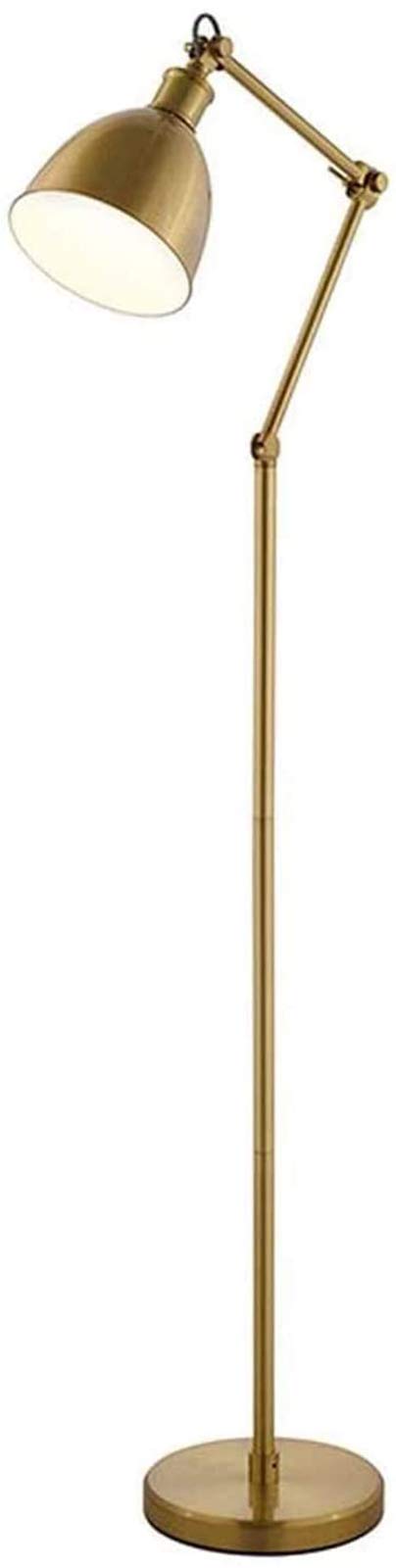 UWY LED Floor Lamp with Foot Switch - Vintage Brass Standing Light for Reading, Living Room, Bedroom & Study | Portable Modern Lighting for Home Office & Dorm