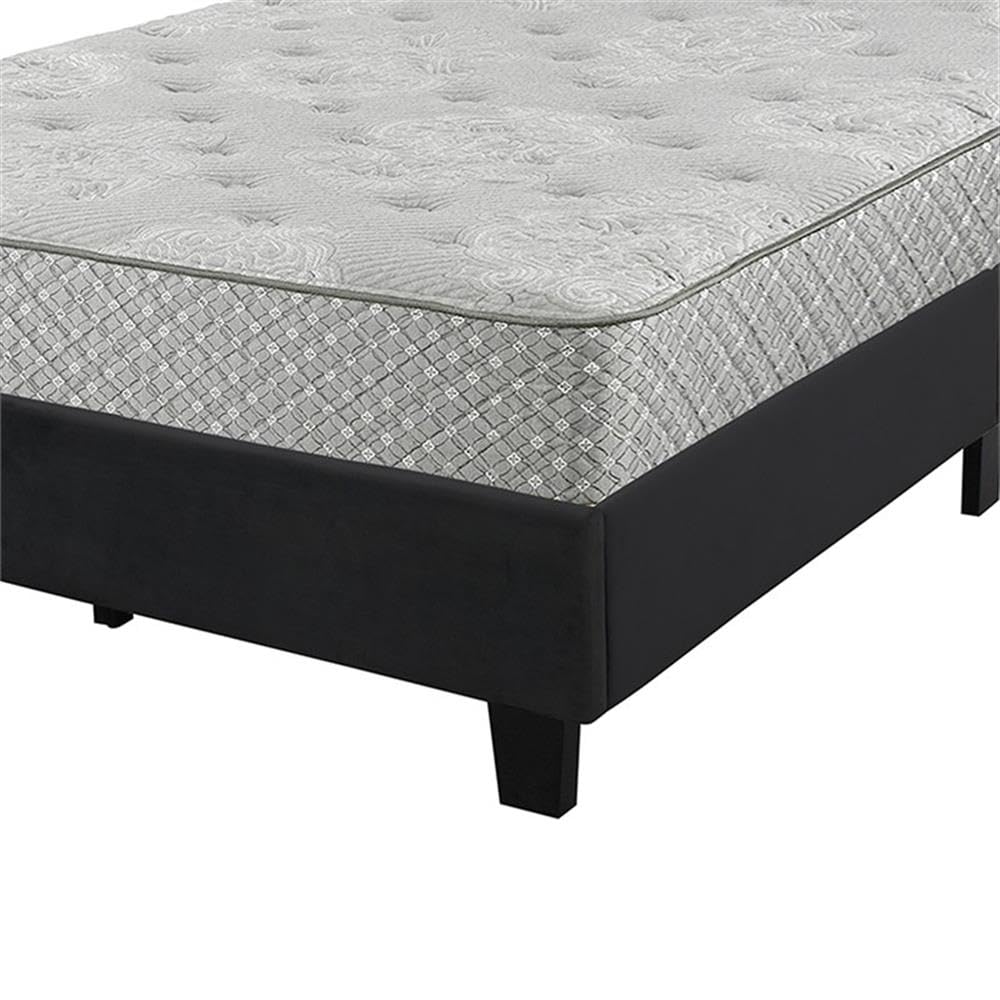 Pemberly Row Modern Velvet Upholstered Queen Size Platform Bed Frame - Black Luxury Bedroom Furniture for Master Bedroom & Guest Room