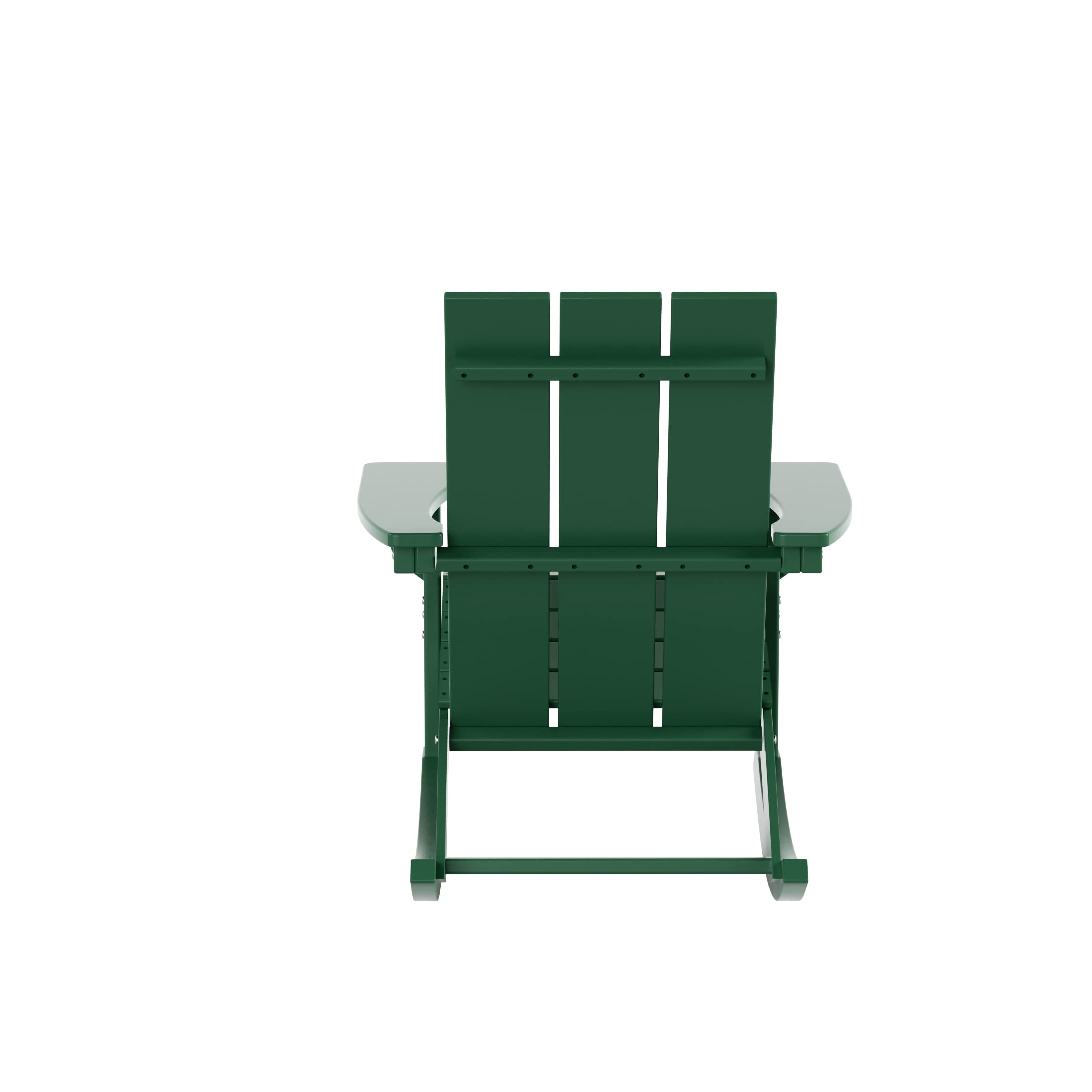 WO Home Furniture 4-Piece Patio Rocking Chair Set - Modern Outdoor HDPE UV-Resistant Rocking Chairs (Dark Green) for Backyard, Garden & Poolside Relaxation