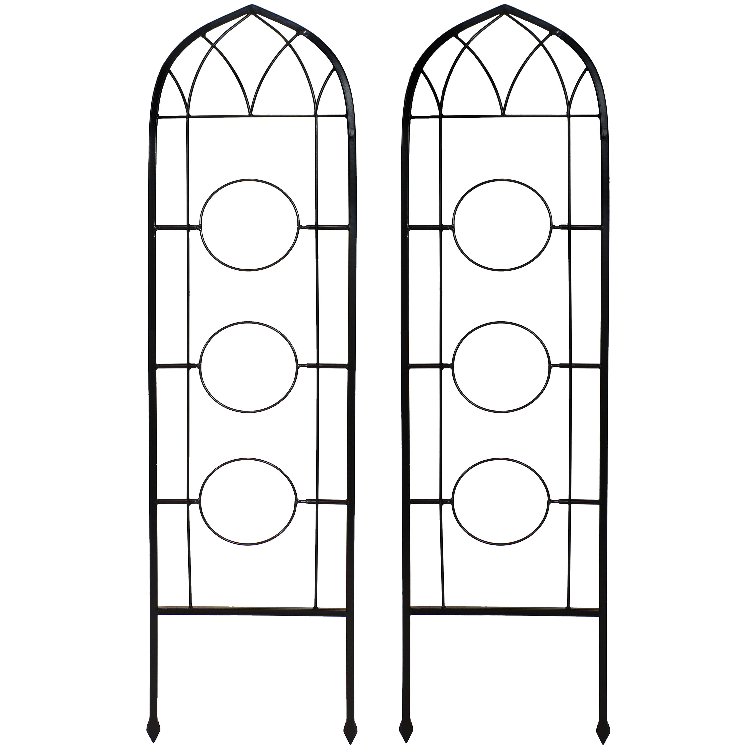 Sunnydaze 2-Piece Arched Garden Trellis with Folding Flowerpot Supports - Sturdy Metal Plant Climbing Frame for Vines, Roses & Outdoor Decor - Perfect for Patio, Backyard & Garden Landscaping