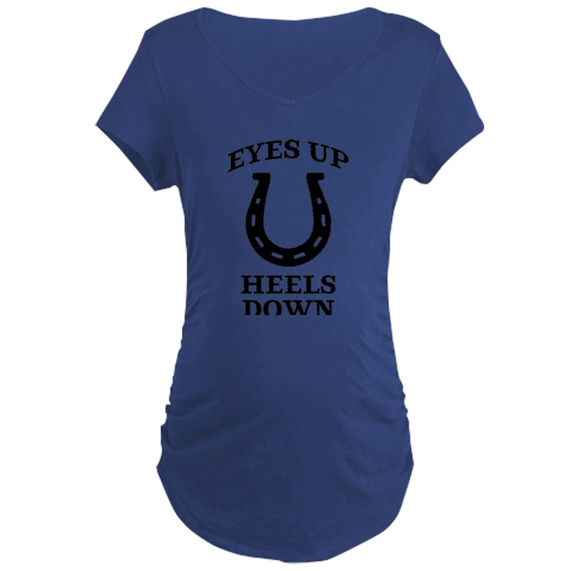 Eyes Up Heels Down Maternity T-Shirt - Women's Ruched Side Pregnancy Tee for Comfort & Style | Perfect for Baby Showers, Maternity Photos & Everyday Wear