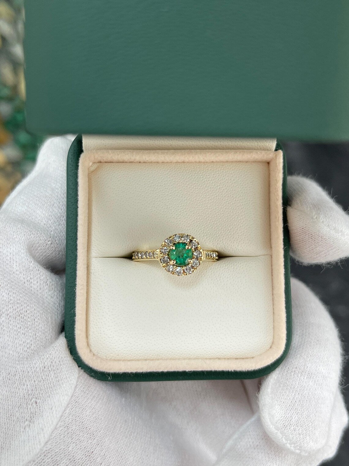 0.75 Carat Round Emerald Cut Diamond Halo Engagement Ring for Women - Elegant Wedding, Proposal & Anniversary Jewelry Gift