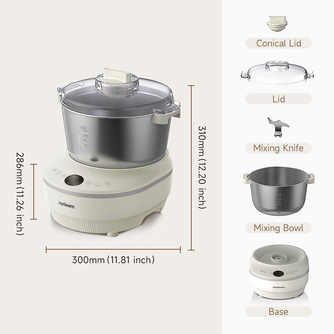 Joydeem 4.5Qt Electric Dough Maker with Fermentation Function - Bread & Pizza Dough Mixer for Homemade Roti, Dumplings & Sourdough Starter - Perfect for Baking Enthusiasts & Home Kitchens (Model HMJ-A501)