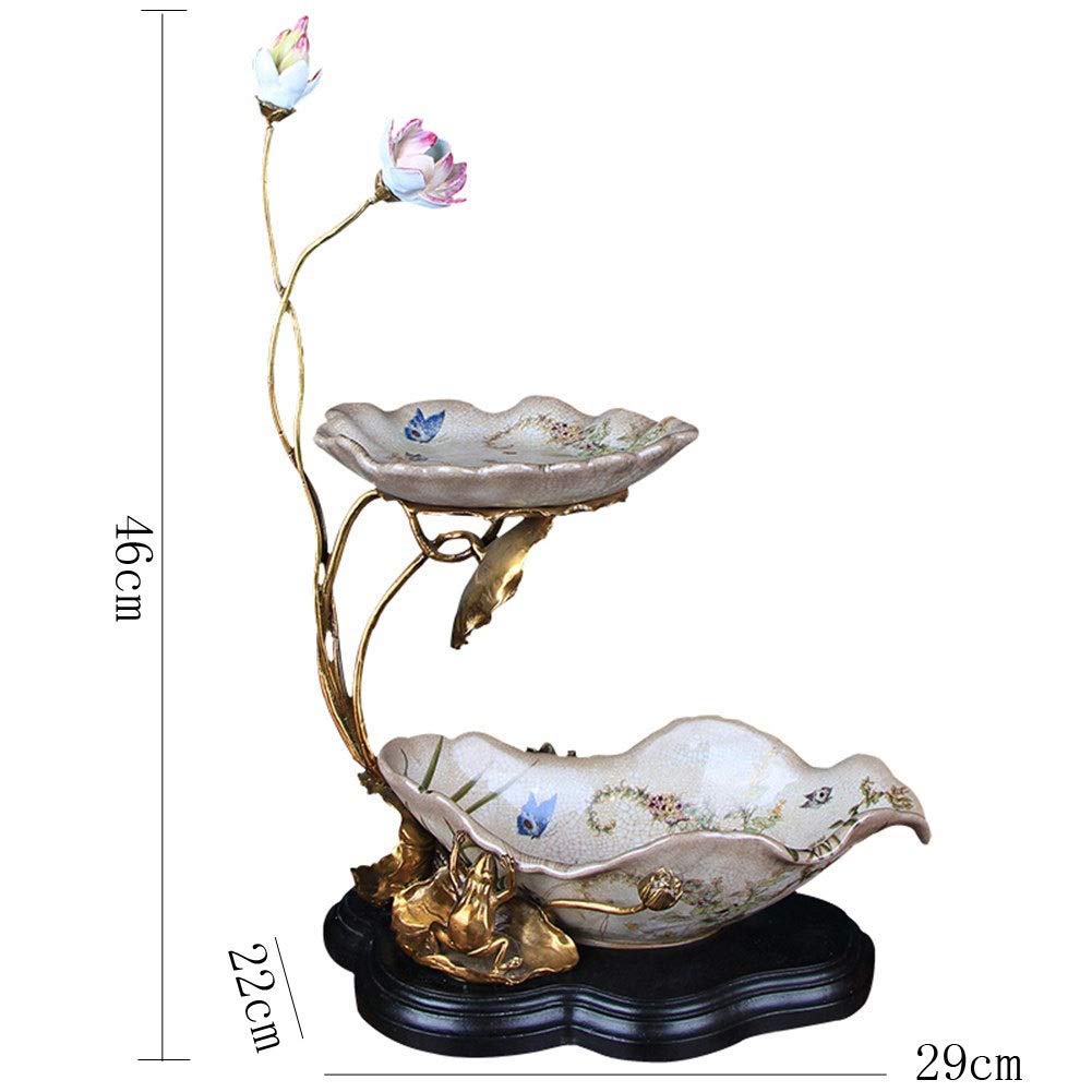 Double-Layered Lotus Fruit Bowl - Ceramic Decorative Plate for Living Room, Coffee Table, Dining Table | Elegant Home Decor for Fruits, Snacks, Candies & Centerpieces