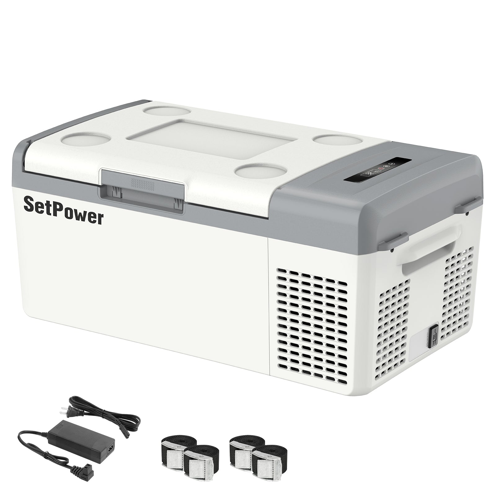 Setpower MC20 12V Portable Refrigerator Freezer - 21 Quart Compact Car Fridge for Camping, Road Trips & Outdoor Adventures - White