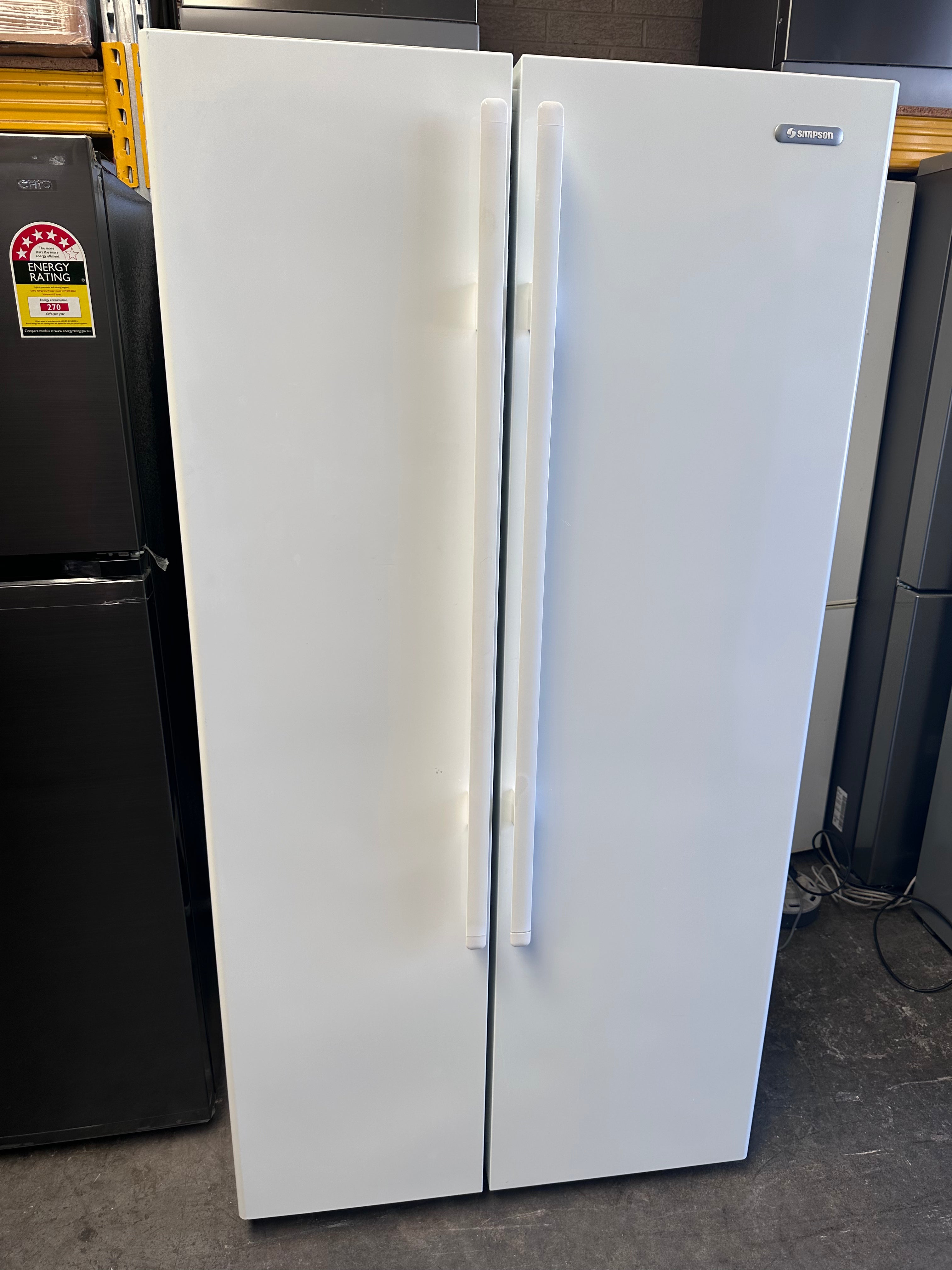 Simpson 606L Side By Side Refrigerator - Energy Efficient, Stainless Steel Finish [Certified Refurbished] - Perfect for Large Families & Open Kitchen Designs