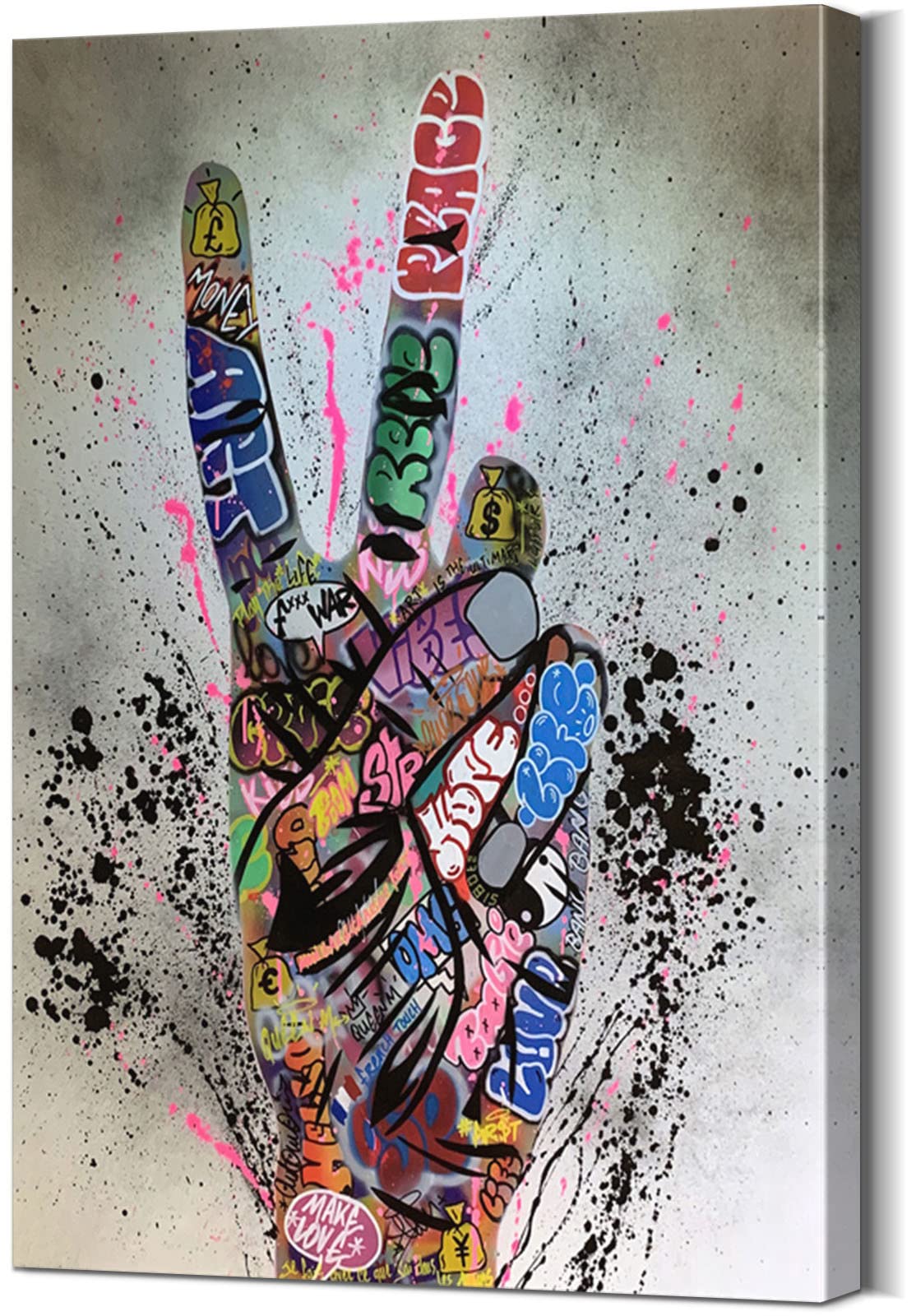 Vibrant Graffiti Wall Art Canvas - Colorful Pop Art Street Style Poster for Room Decor (12''H x 18''W) - Perfect for Urban Home Decor, Teen Bedroom & Office Wall Art