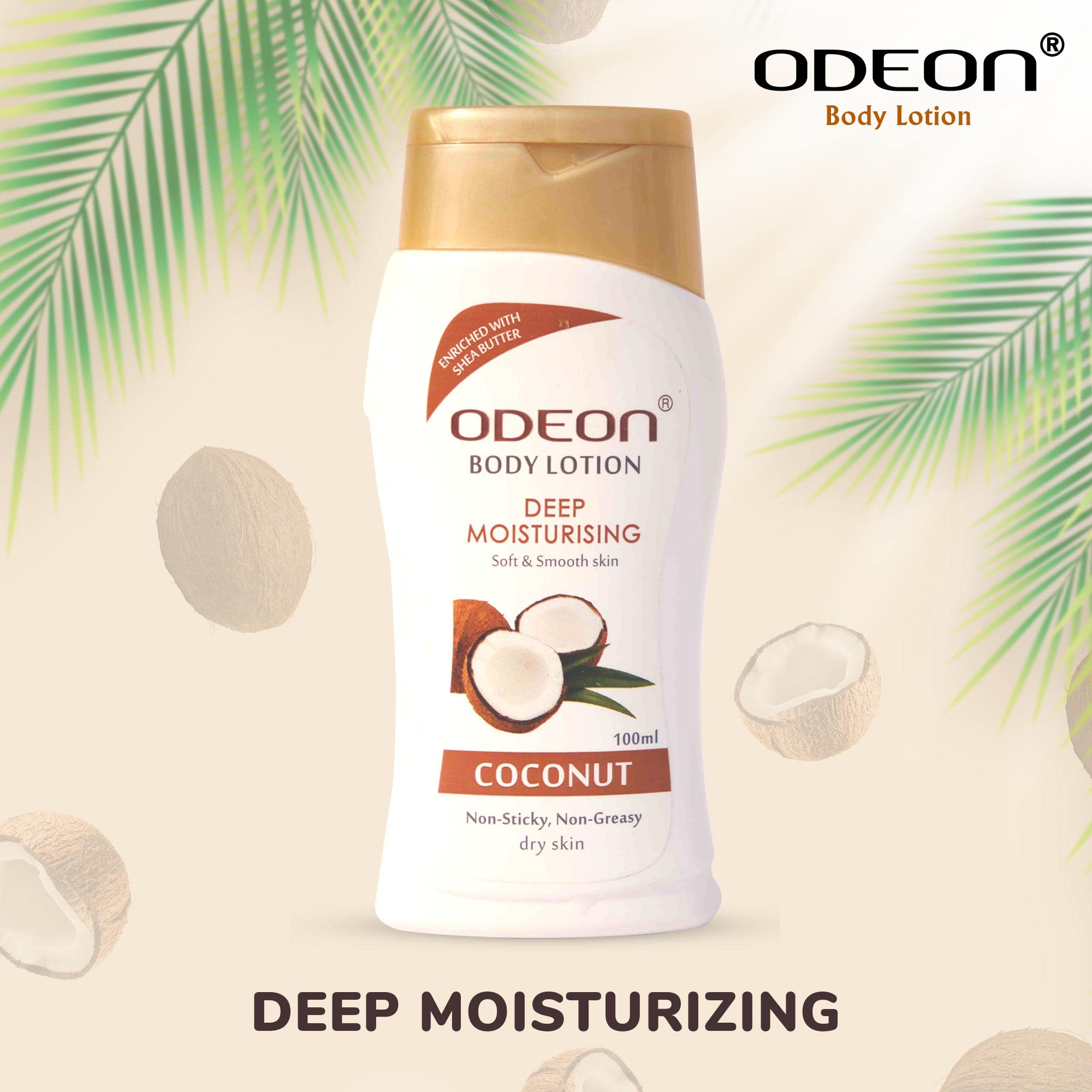 FREE Odeon Coconut Body Lotion 100ml with Coffee & Coconut Face & Body Scrub 300ml - Hydrating Moisturizer & Exfoliating Skincare Set for Dry Skin Care