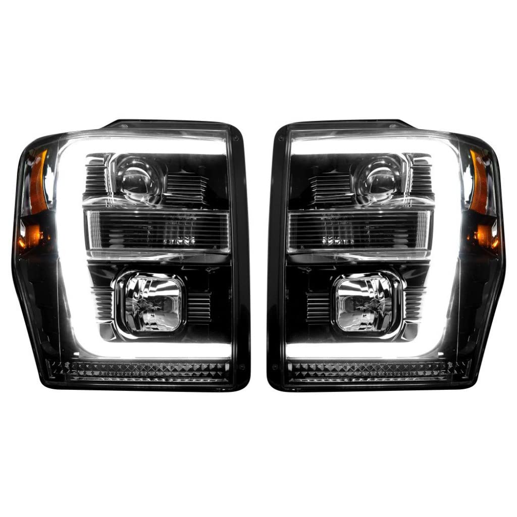 Recon Headlights for Ford F-250 Super Duty 2008-2010 - Smoked Black w/OLED Halos | Perfect for Night Driving & Off-Road