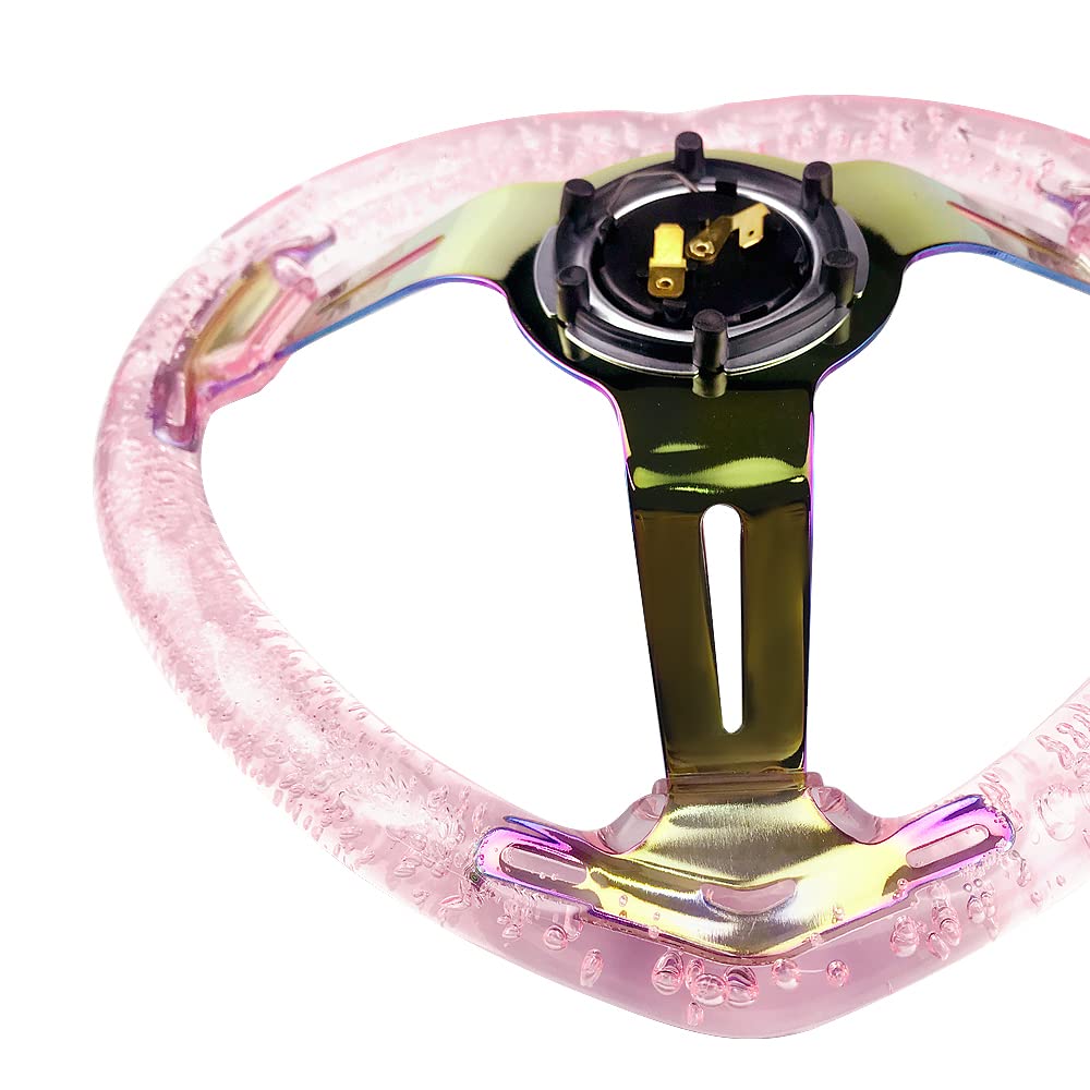 Universal Acrylic Racing Steering Wheel - Heart-Shaped Design, Fits Most Vehicles, Racing Cars, RZR & Club Car (Pink) | Perfect for Racing Enthusiasts & Custom Car Modifications