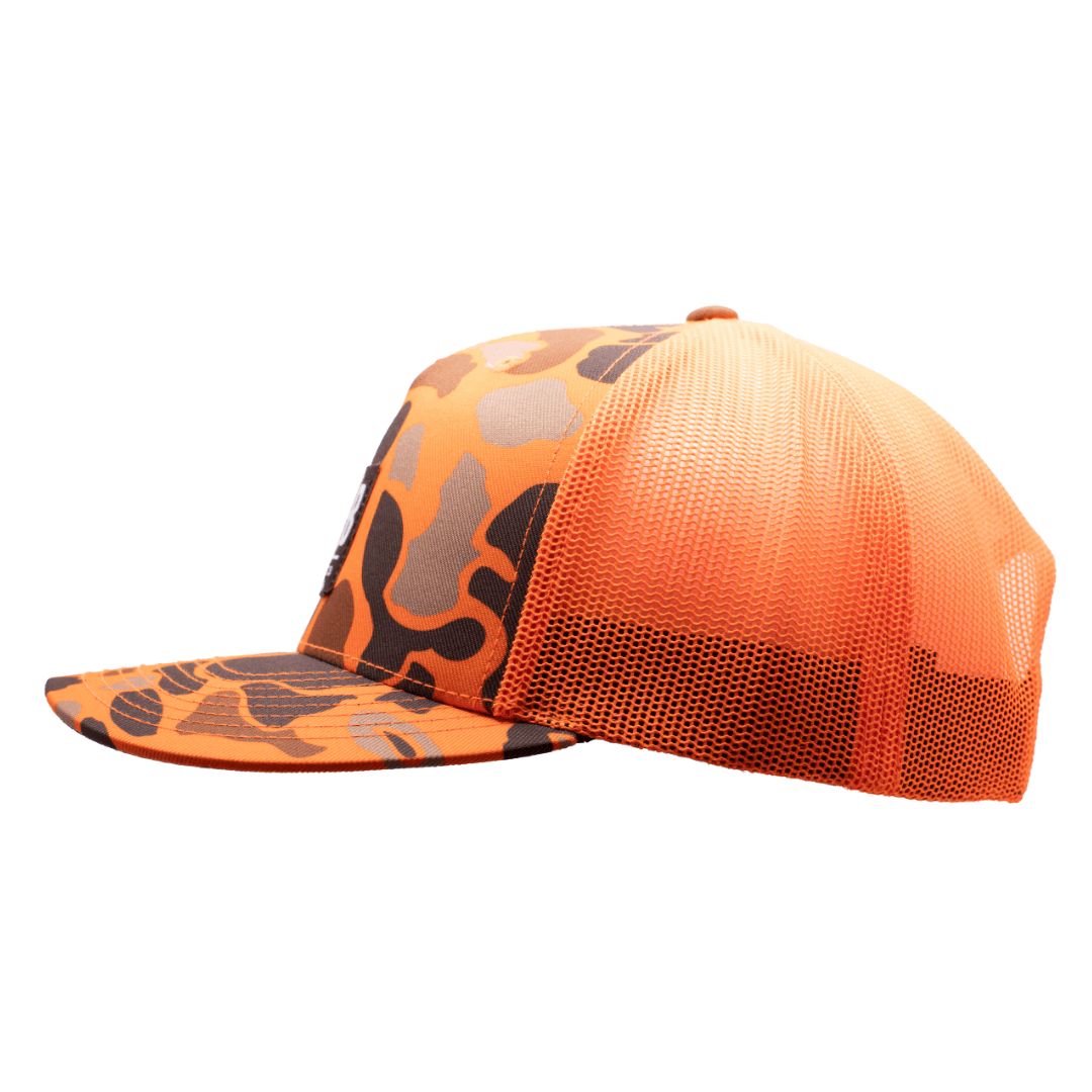 PB Stadium Snapback Hat - Blaze & Camo Design - Adjustable Baseball Cap for Men & Women - Perfect for Sports Games, Concerts and Streetwear Fashion