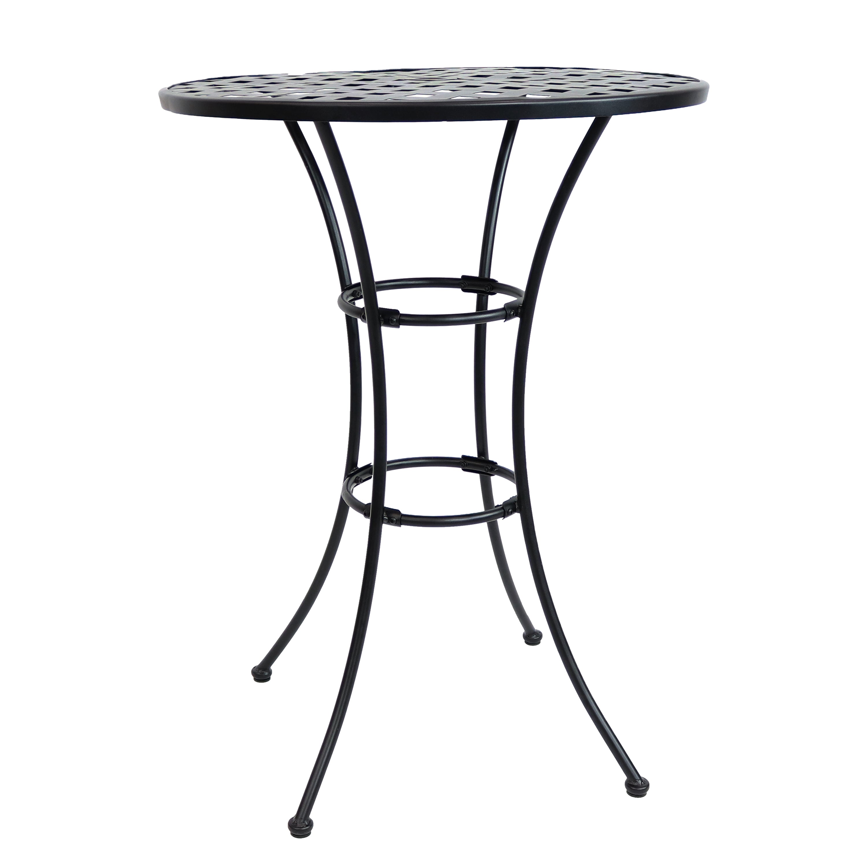Elegant Round Black Wrought Iron Bar Table 30