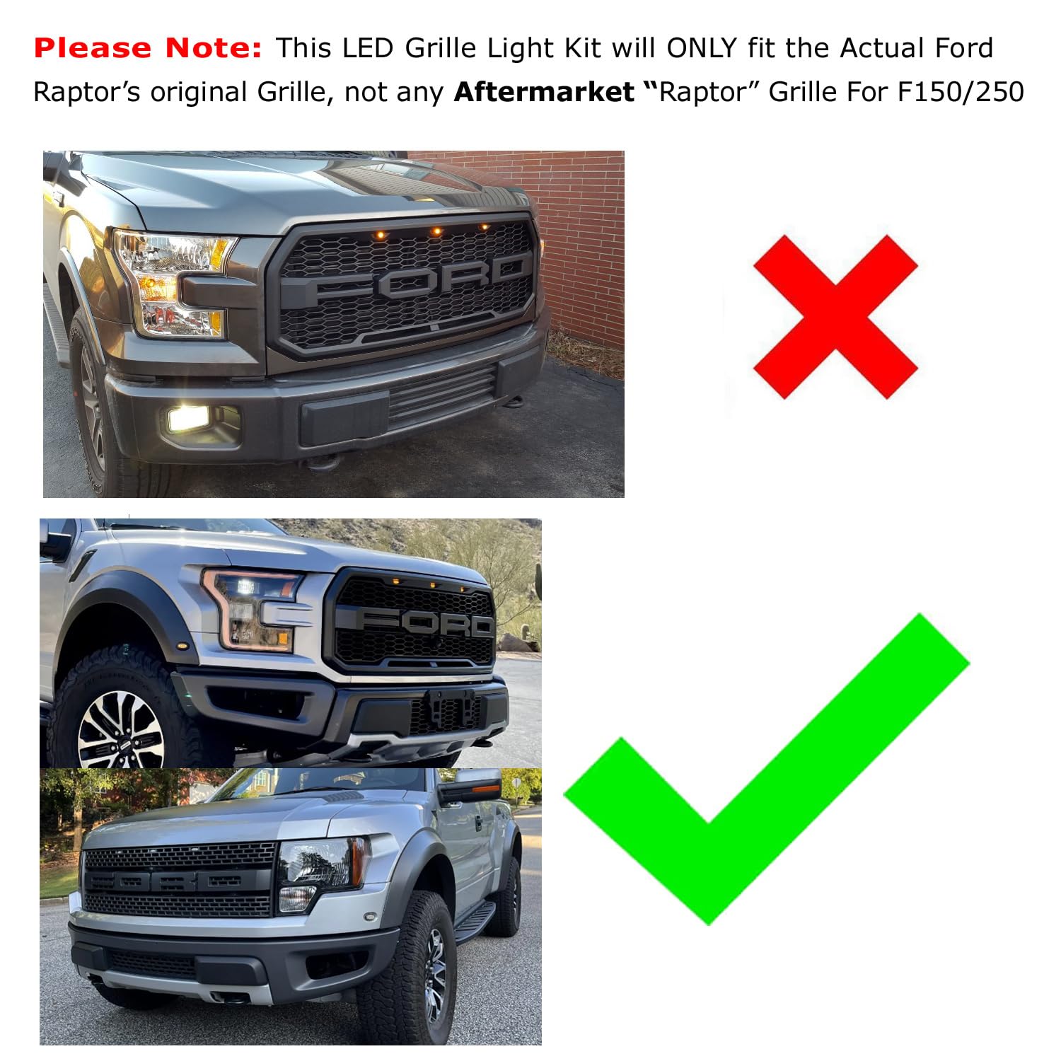 iJDMTOY 7-Piece Clear Lens 84-SMD LED Grille Running Lights & Side Marker Lights Kit for 2010-2014 Ford Raptor (Front White/Rear Red) - Upgrade Your Truck's Style & Visibility for Off-Roading & Night Driving