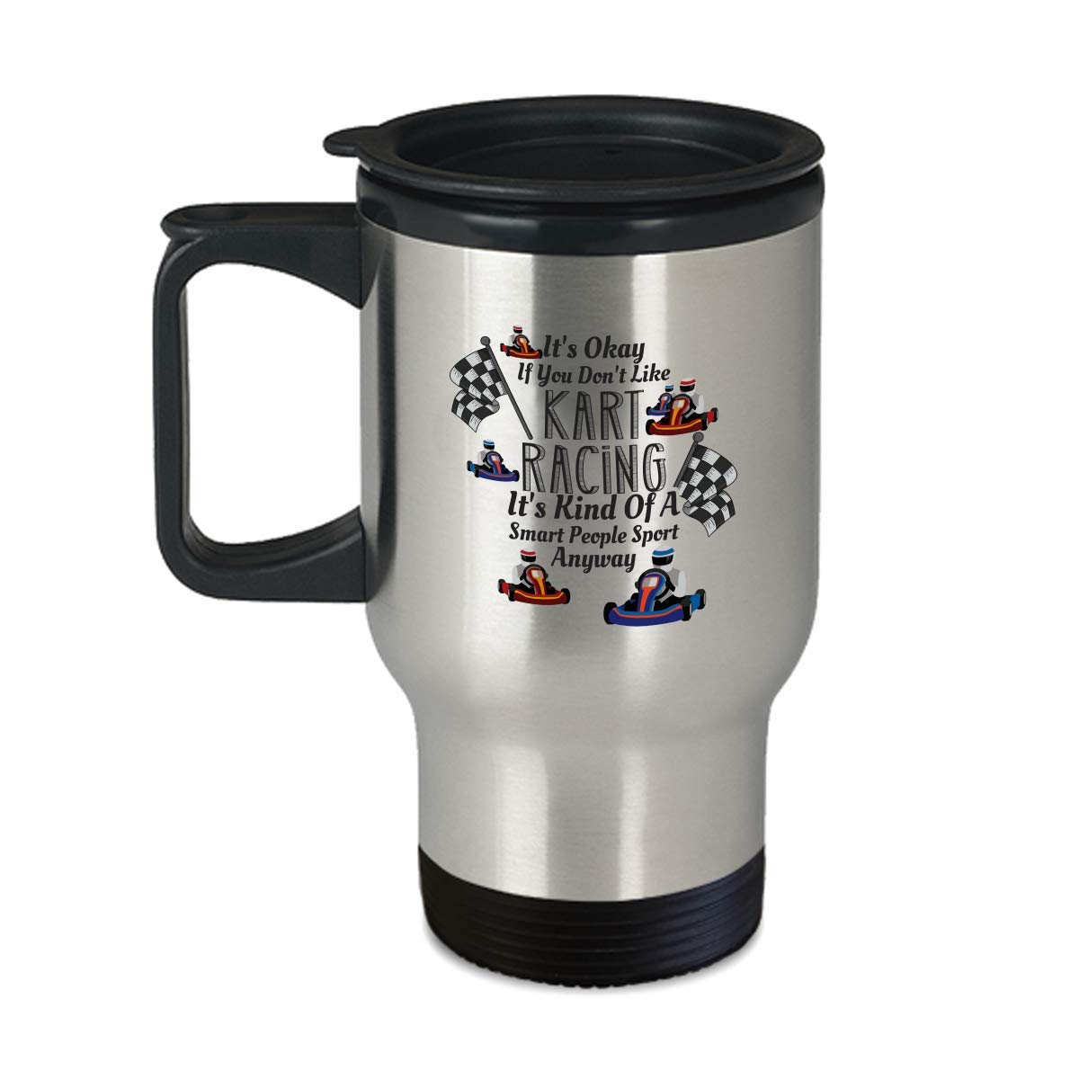 14 oz Insulated Travel Mug for Coffee & Tea - Leak-Proof Stainless Steel Racer Design - Perfect for Commuting, Road Trips & Outdoor Adventures