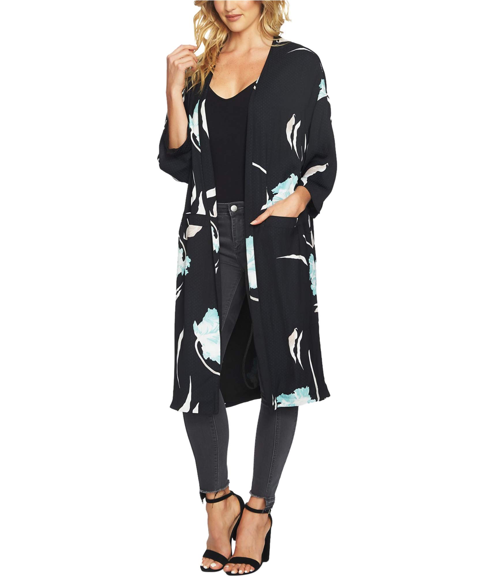 1.STATE Women's Printed Cardigan Sweater - Soft Knit Open Front Long Sleeve Wrap Cover Up for Fall & Winter | Perfect for Office, Date Night & Casual Outfits