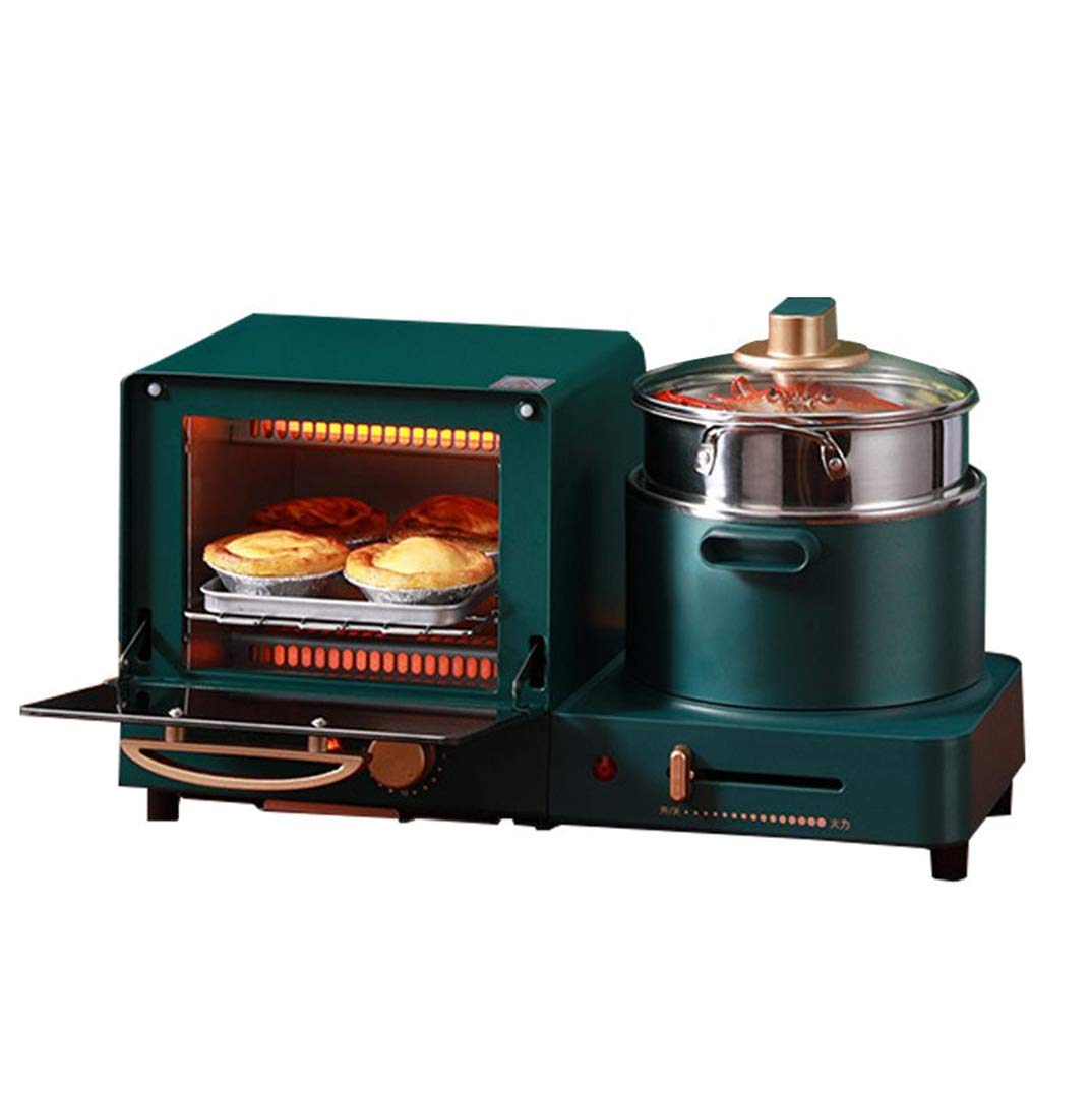 4-in-1 Electric Breakfast Station with Toaster, 6L Frying Pan, Mini Oven & 1.5L Hot Pot - Perfect for Making Sandwiches, Pizza, Steamed Meals & More - Ideal for Home Kitchen & Small Family Breakfasts