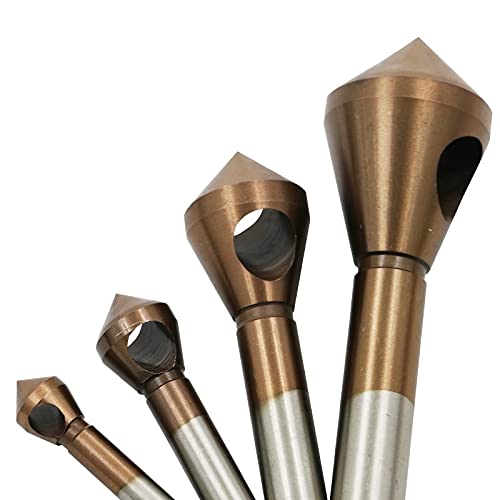 High-Speed Steel M35 Countersink Deburring Drill Bit for Metal & Stainless Steel - Taper Chamfering Hole Saw Cutter with Round Handle (15mm & 20mm, Brown) - Perfect for Metalworking, Woodworking, and DIY Power Drill Projects