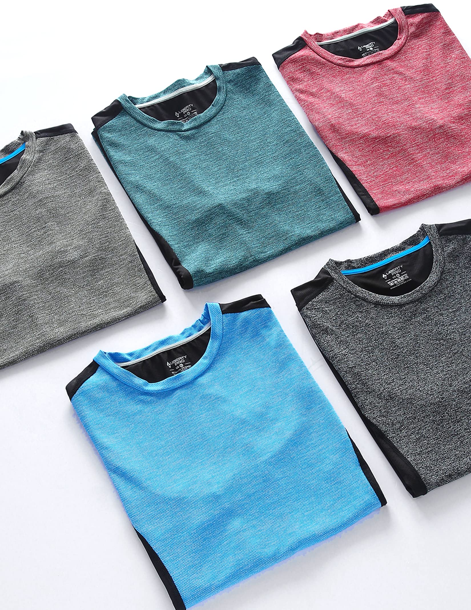 Liberty Imports 5-Pack Men's Stretch Cool Dry Muscle Tank Tops - Moisture Wicking Athletic Shirts for Gym, Running & Workout - Breathable Crewneck Sleeveless Activewear for Men