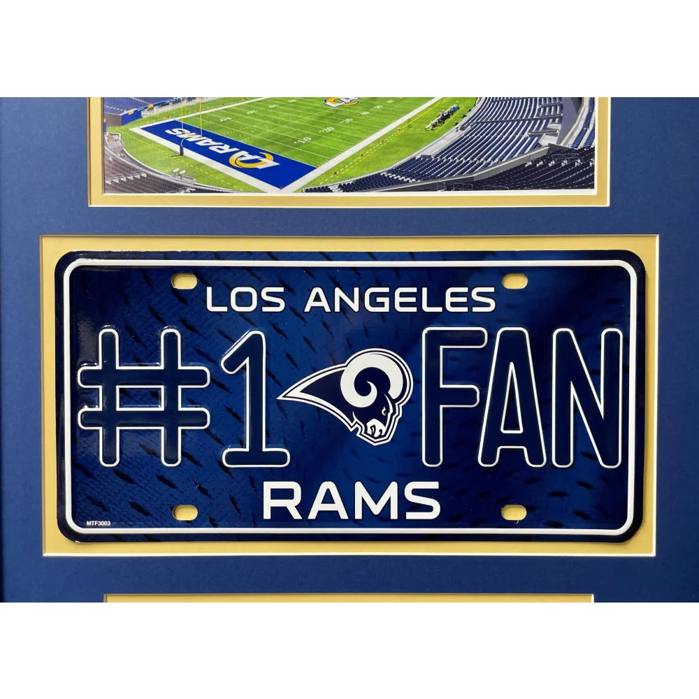 Los Angeles Rams Fan License Plate Framed Collage - Matthew Stafford Memorabilia for Sports Fans | Perfect for Man Cave, Game Room & Football Gifts