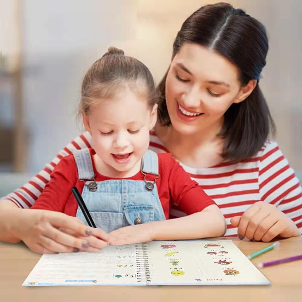 DTREEL 4 Pack Reusable Grooved Handwriting Practice Books for Kids Ages 3-5 | Magic Copybooks for Preschool Learning | Perfect for Home & Classroom Writing Practice