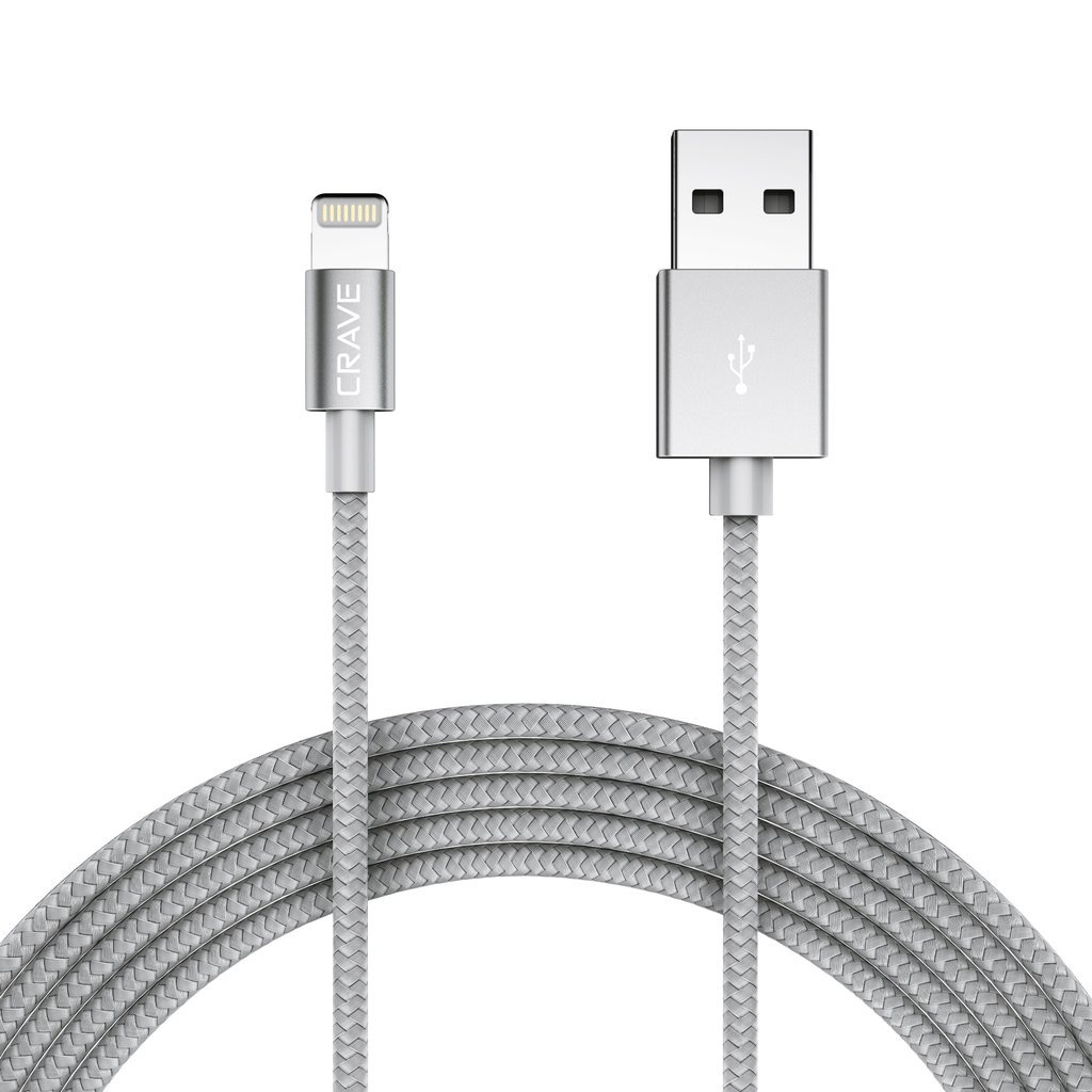 Apple MFi Certified Lightning to USB Cable - 4FT Premium Nylon Braided Charging Cord for iPhone 14/13/12/11/X/8/7 - Fast Charging & Data Sync - Durable Silver Cable for Home, Office & Travel