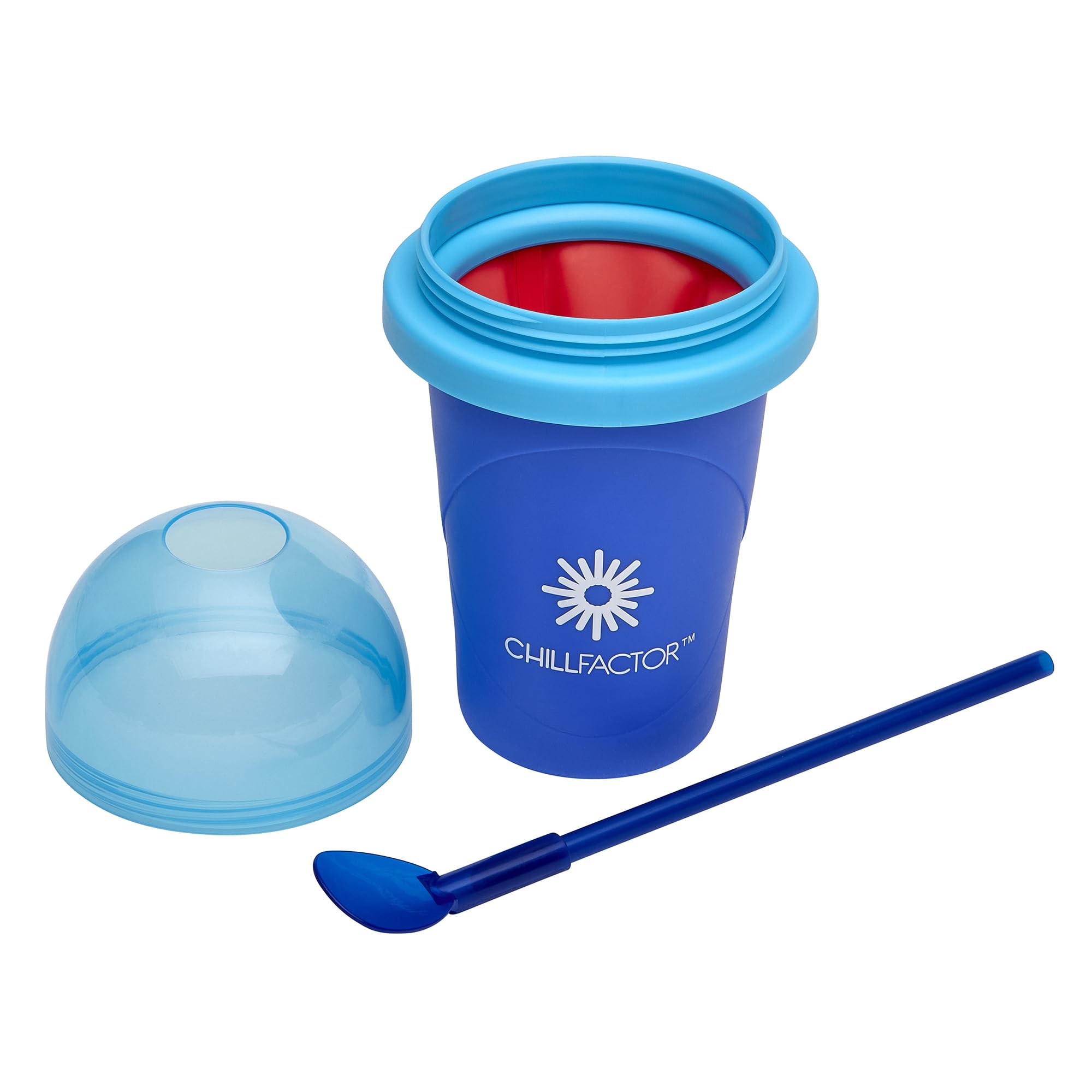 Cra-Z-Art ChillFactor Original Slushie Maker - DIY Magic Slushy Maker for Kids & Adults, Super Quick Smoothie Squeeze Cup for Milkshakes, Juices, and Frozen Drinks - Double Layer Insulated Cup with Lid & Spoon (Blue) - Perfect for Summer Parties, BBQs, and Family Fun